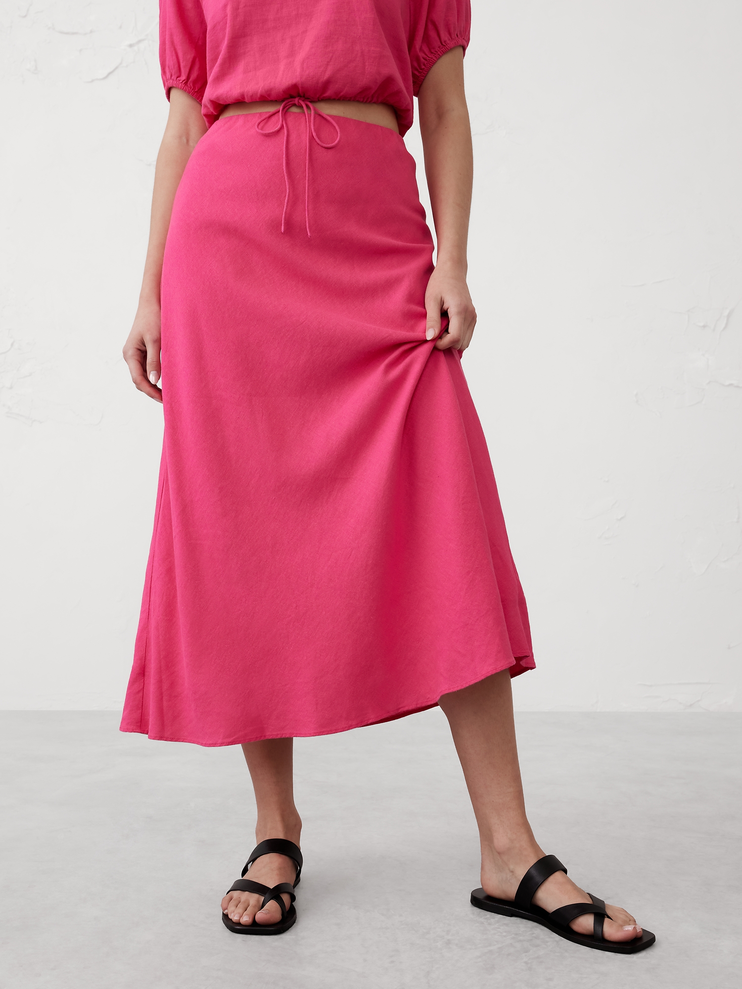 Image number 6 showing, Linen-Blend Midi Slip Skirt