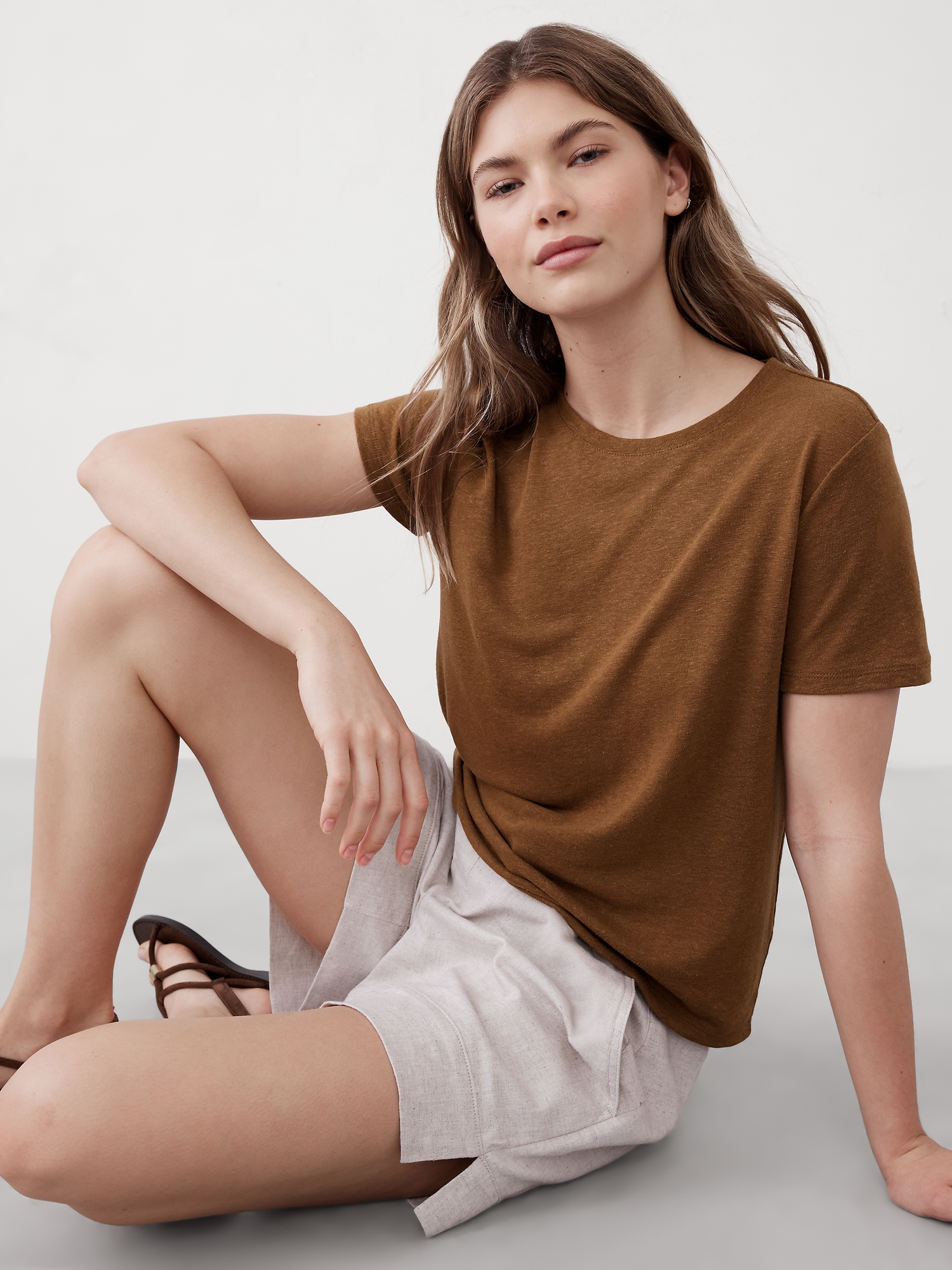 Image number 6 showing, Linen-Blend Crew-Neck Top