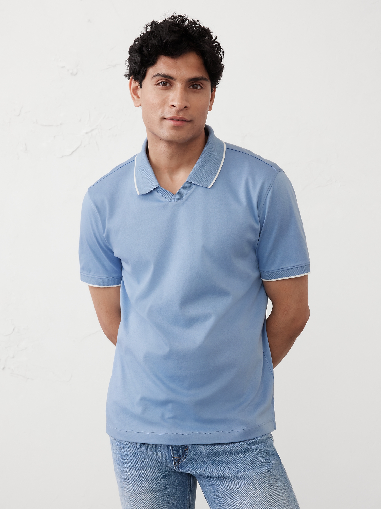 Luxe Touch Polo - Blue Thistle