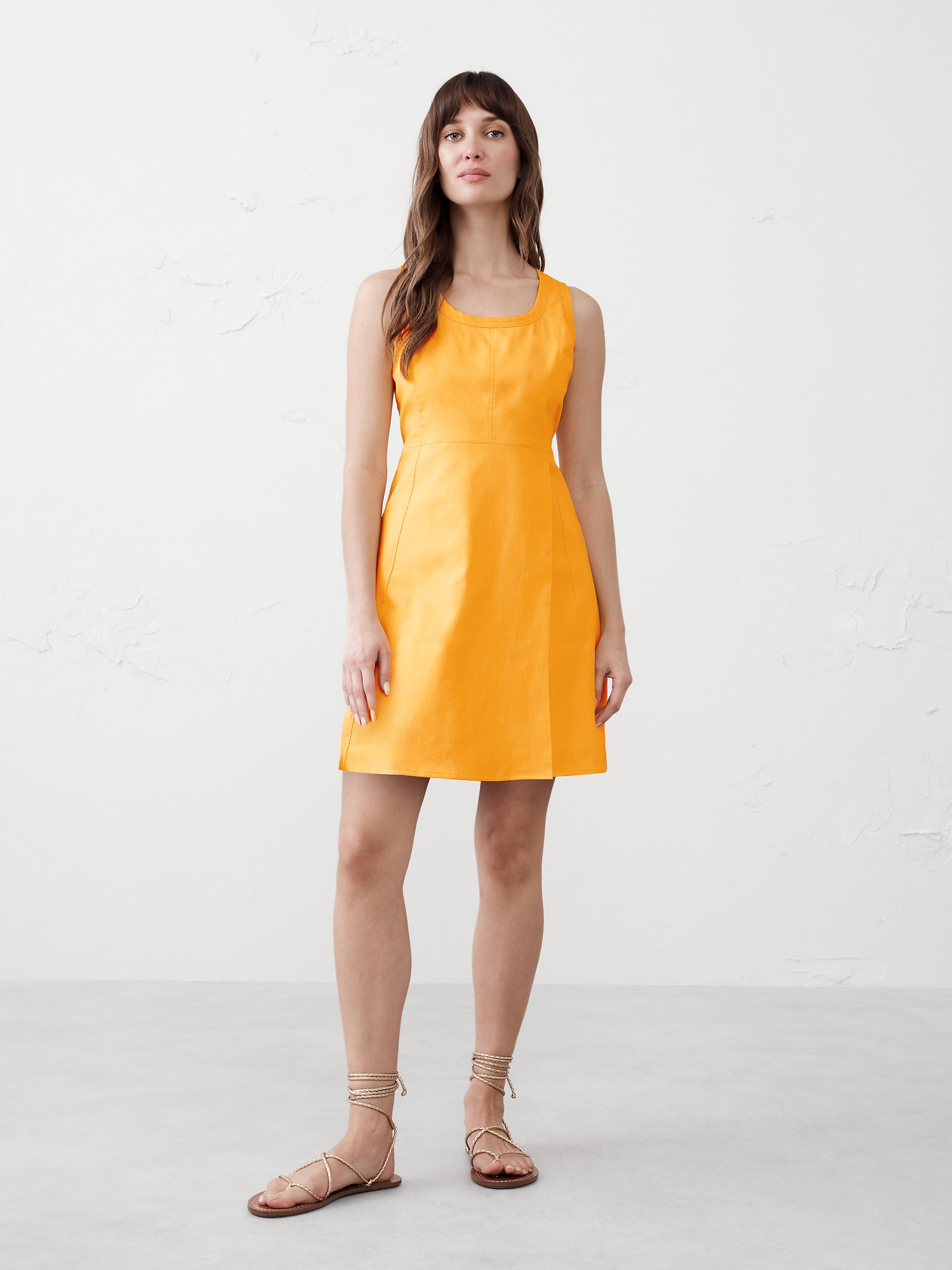 Seamed Scoop-Neck Mini Dress