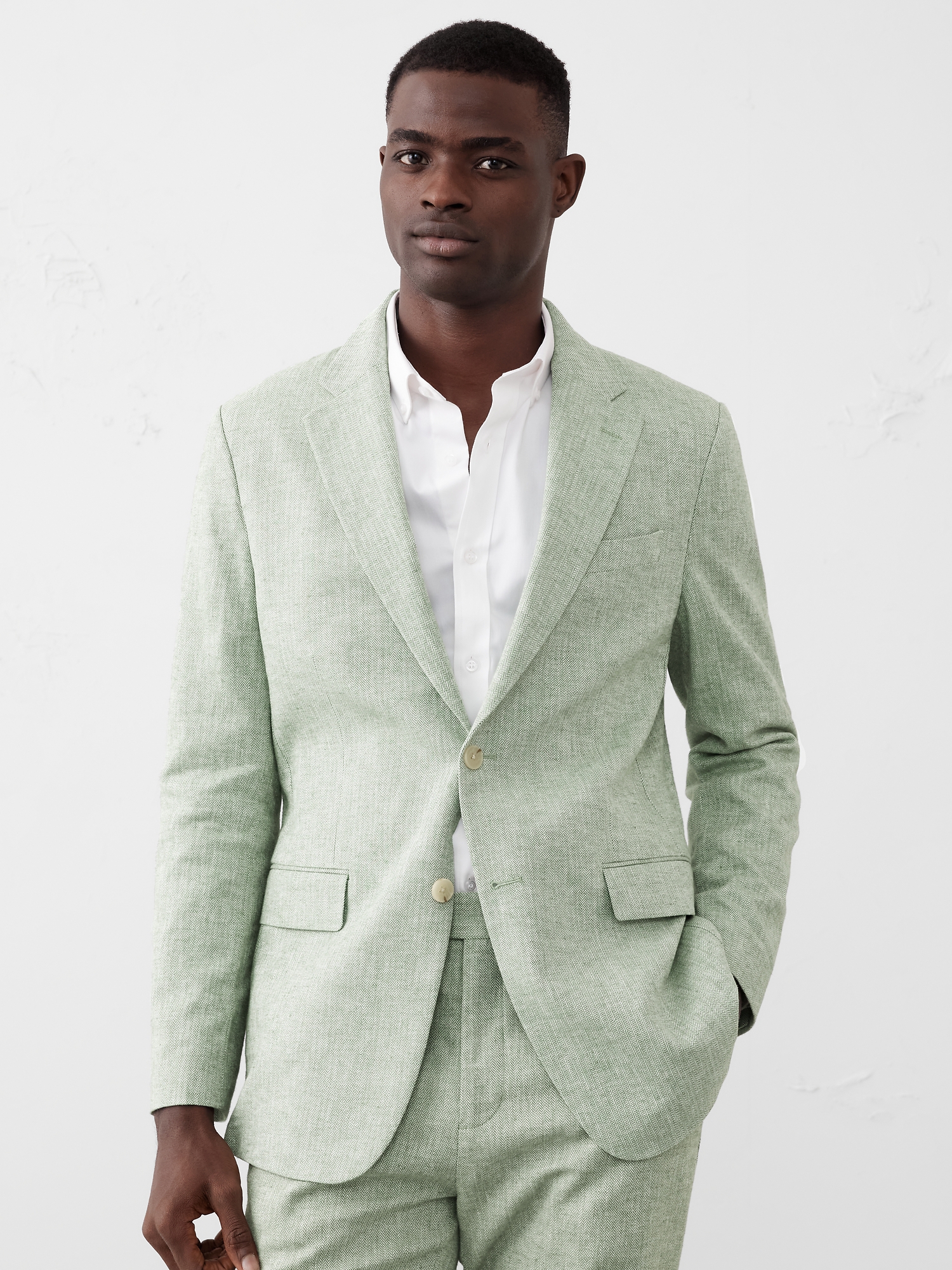 Linen-Blend Herringbone Suit Jacket | Banana Republic Factory