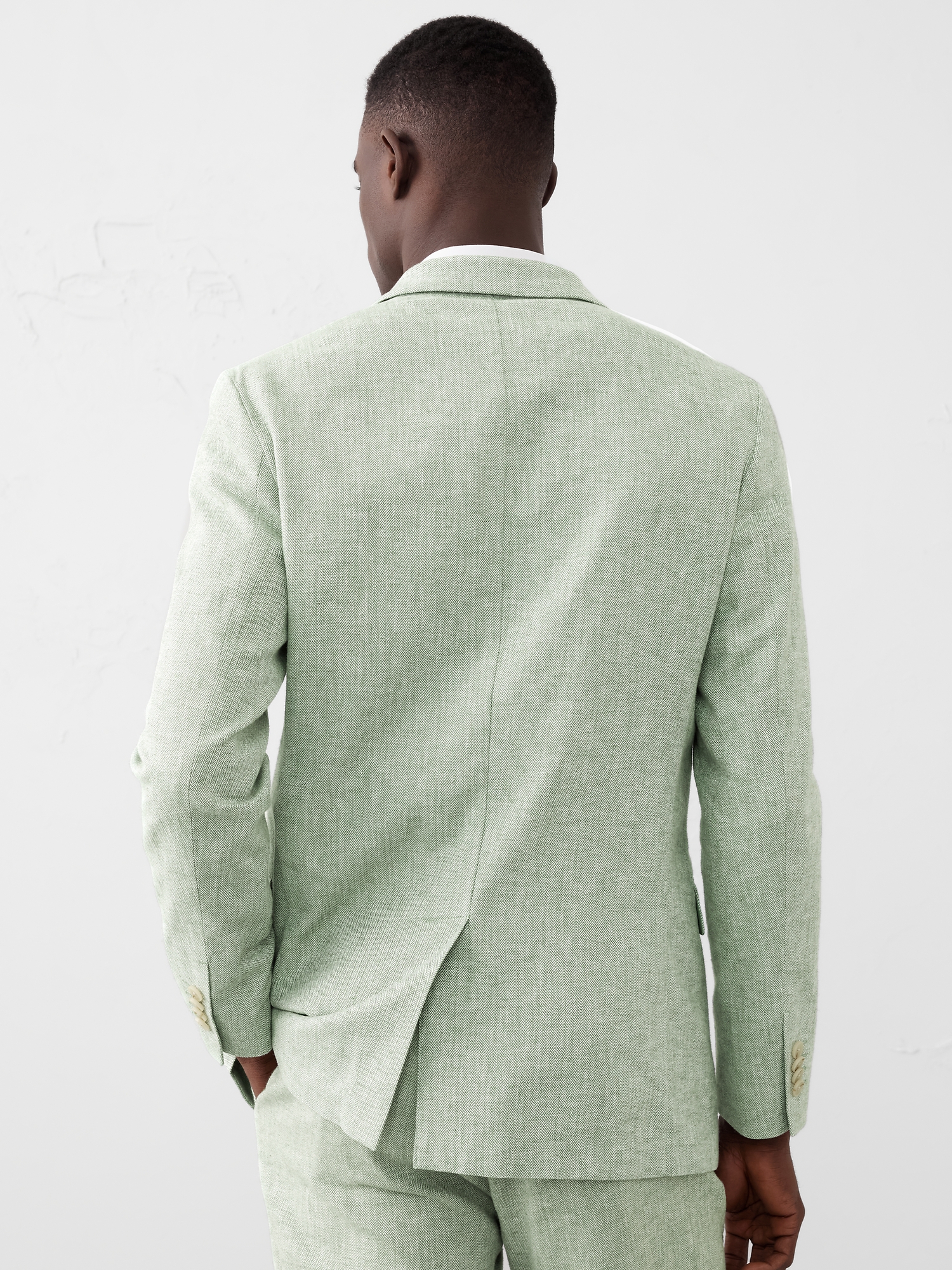 Image number 5 showing, Tailored-Fit Linen-Blend Herringbone Suit Jacket