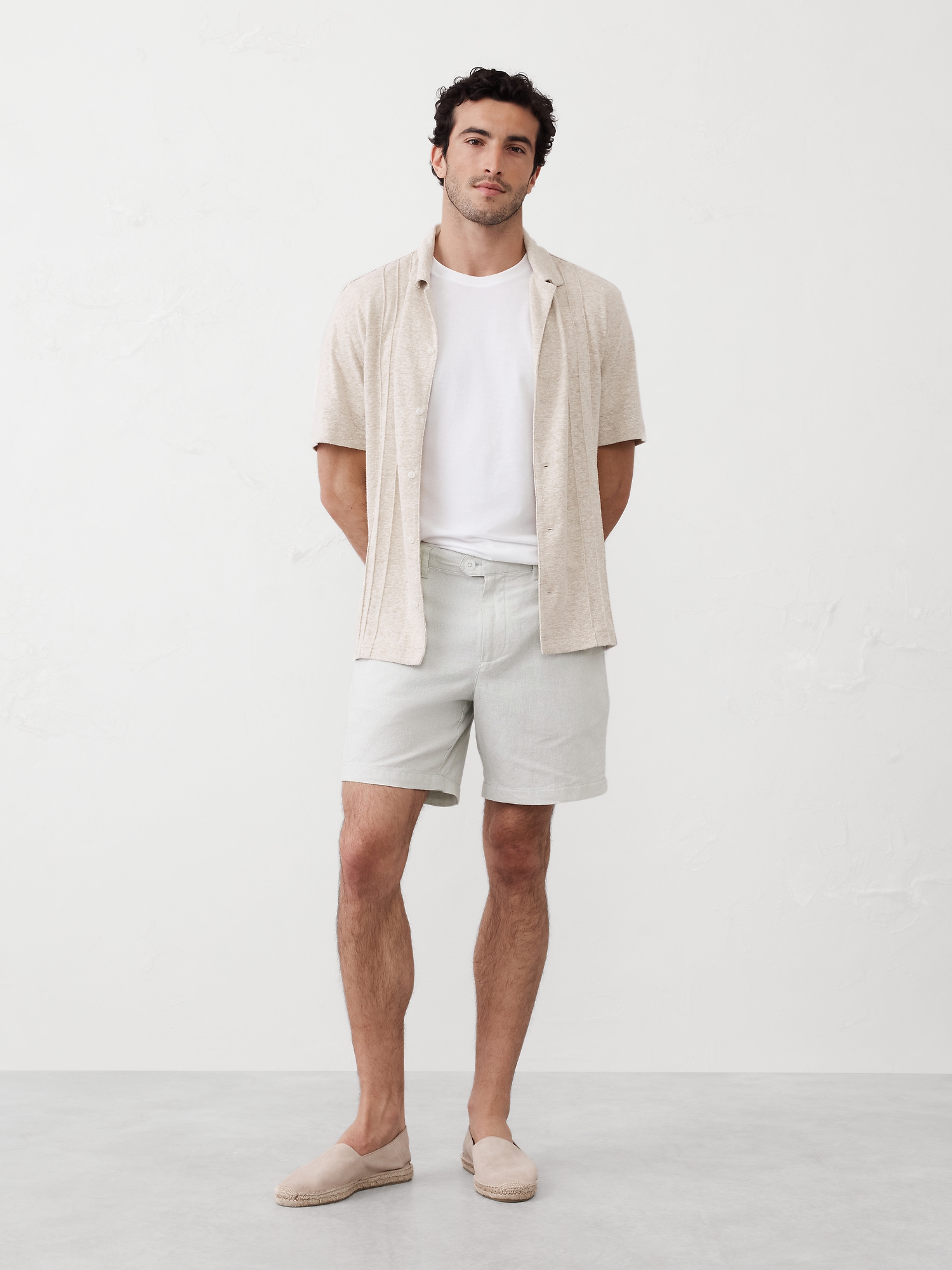 7" Linen-Blend Short - Gray