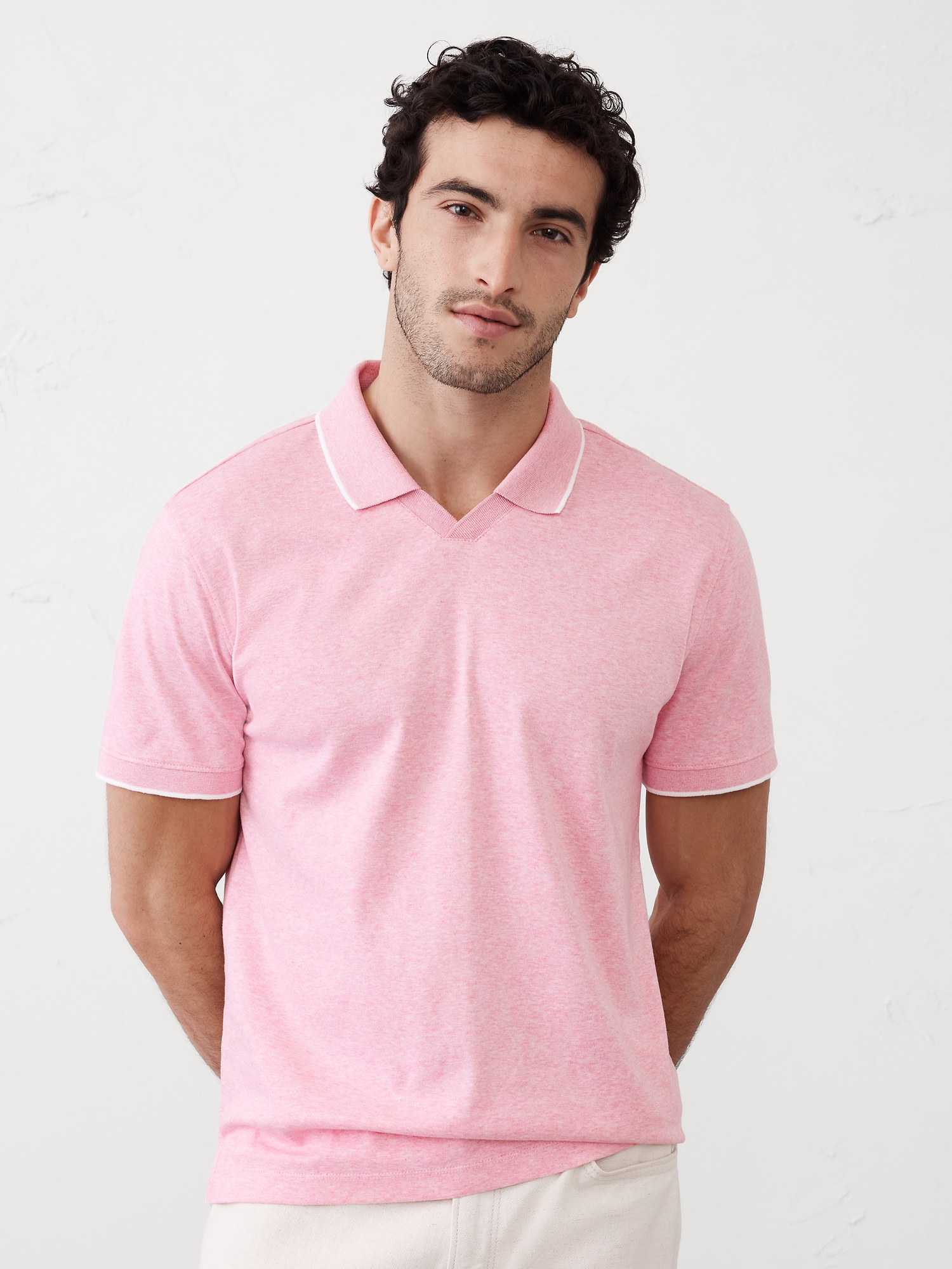 Luxe Touch Polo - Pink Heather