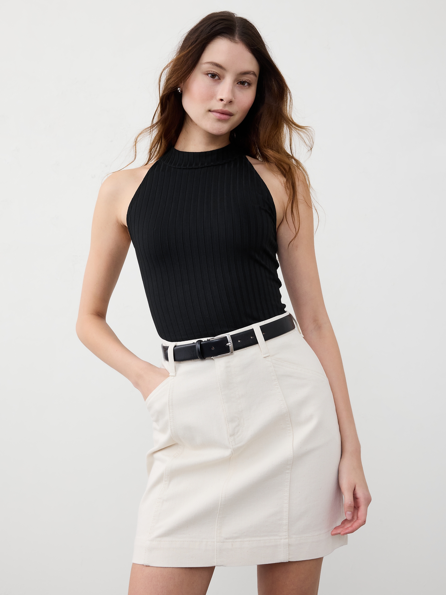 Image number 1 showing, Wide Ribbed Halter Top