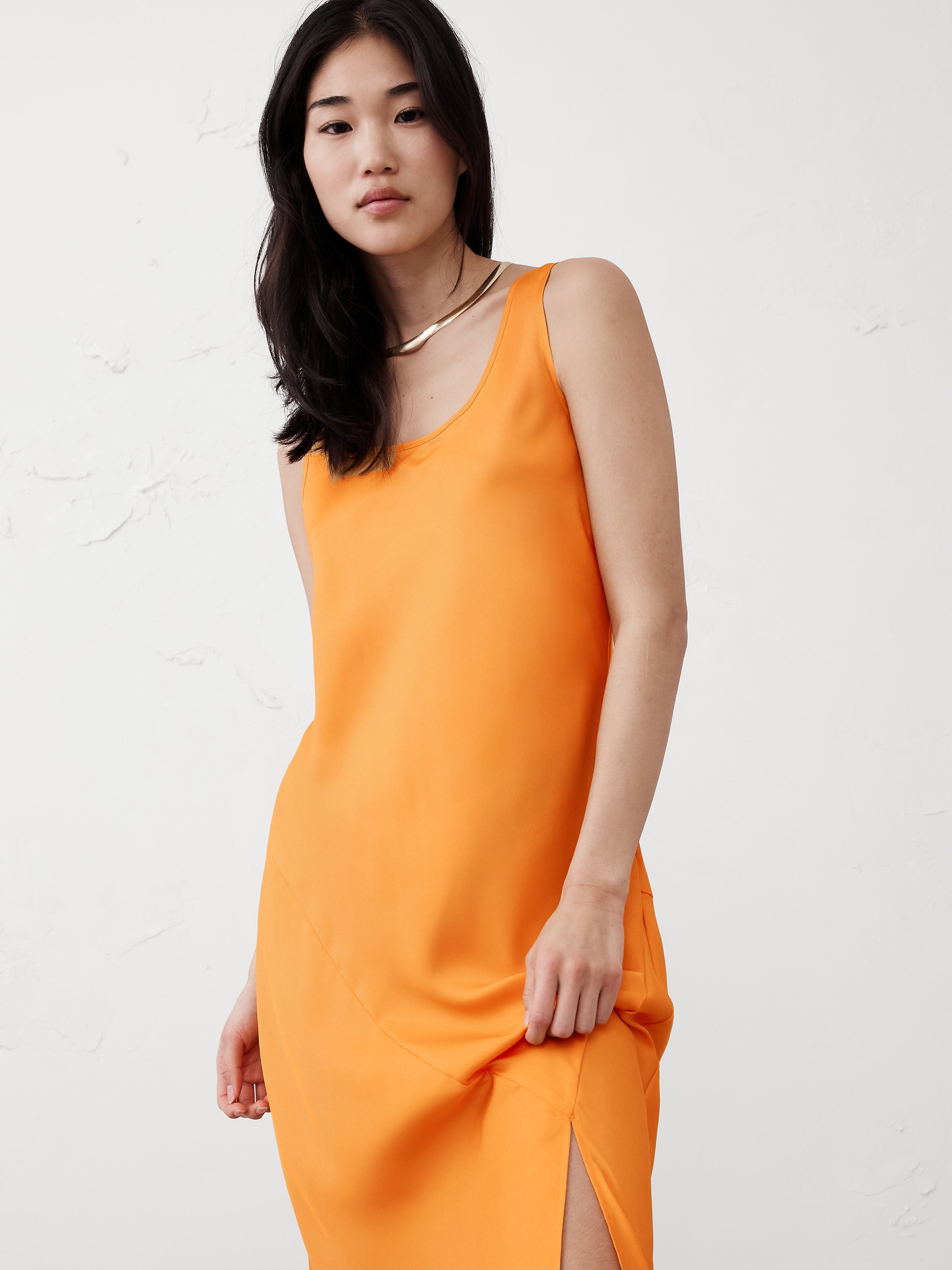 Image number 3 showing, Silky Twill Slit Maxi Dress