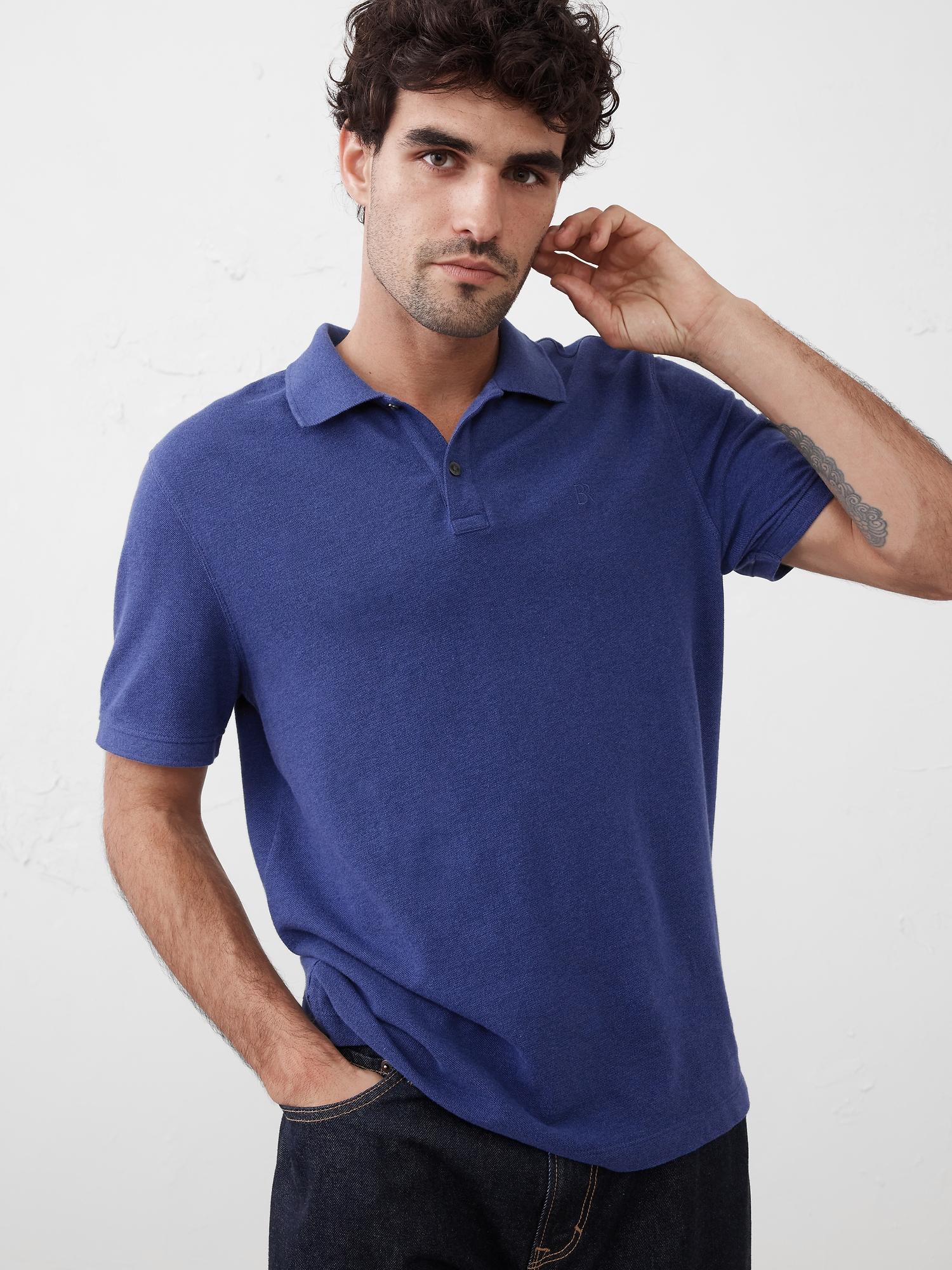 Cotton Monogram Pique Polo
