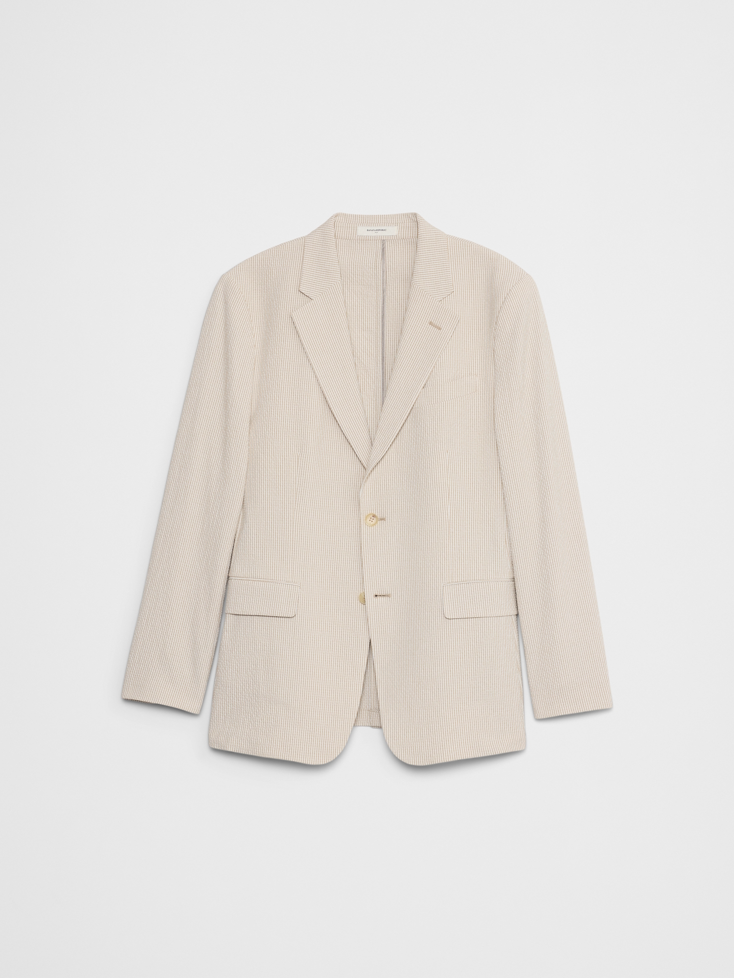 Tailored-Fit Khaki Seersucker Suit Jacket