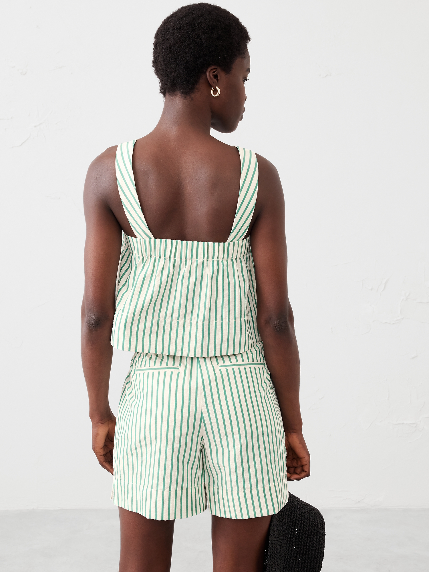 Image number 5 showing, Linen-Blend Boxy Topstitch Tank