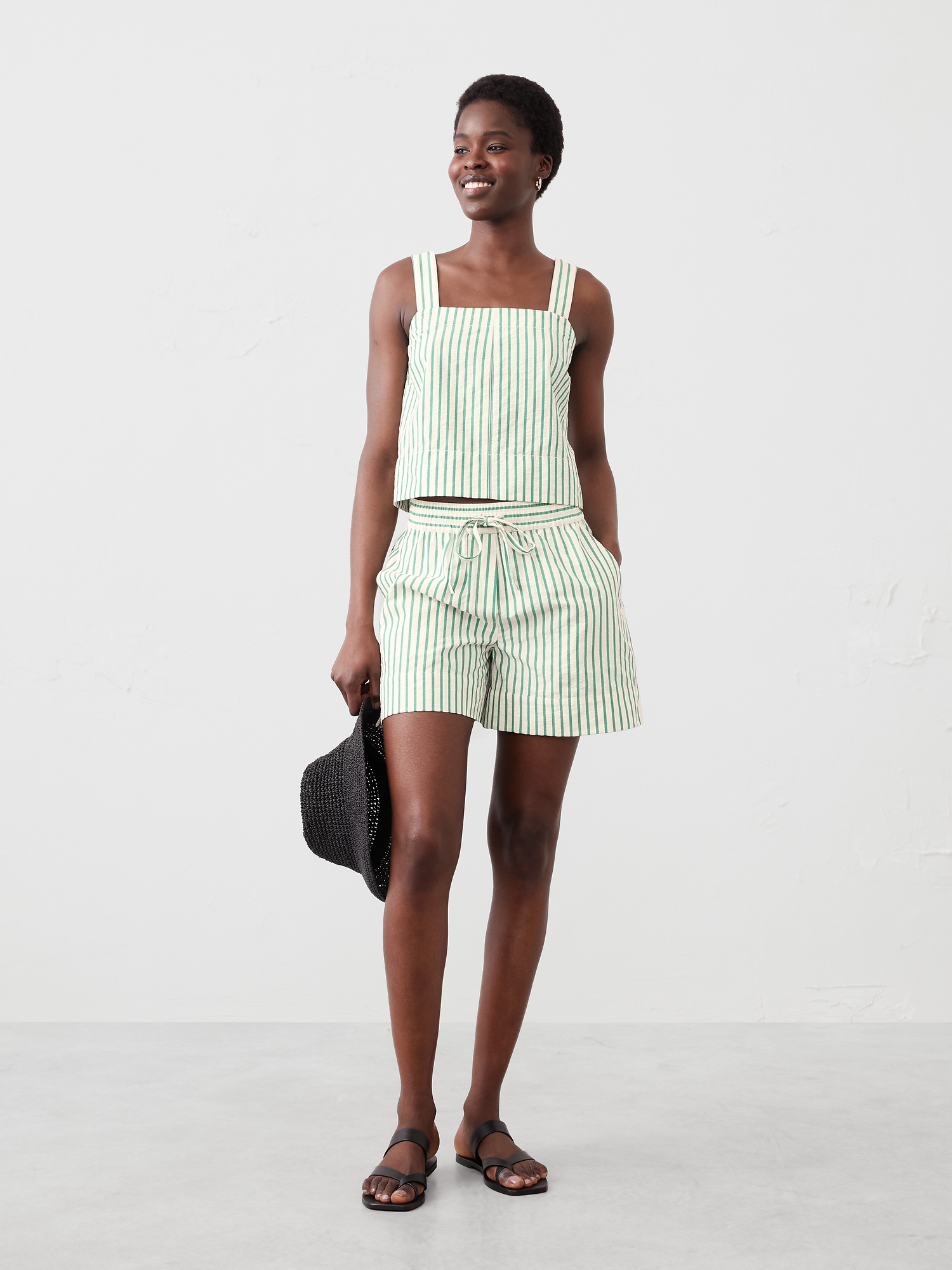 Image number 6 showing, Linen-Blend Boxy Topstitch Tank