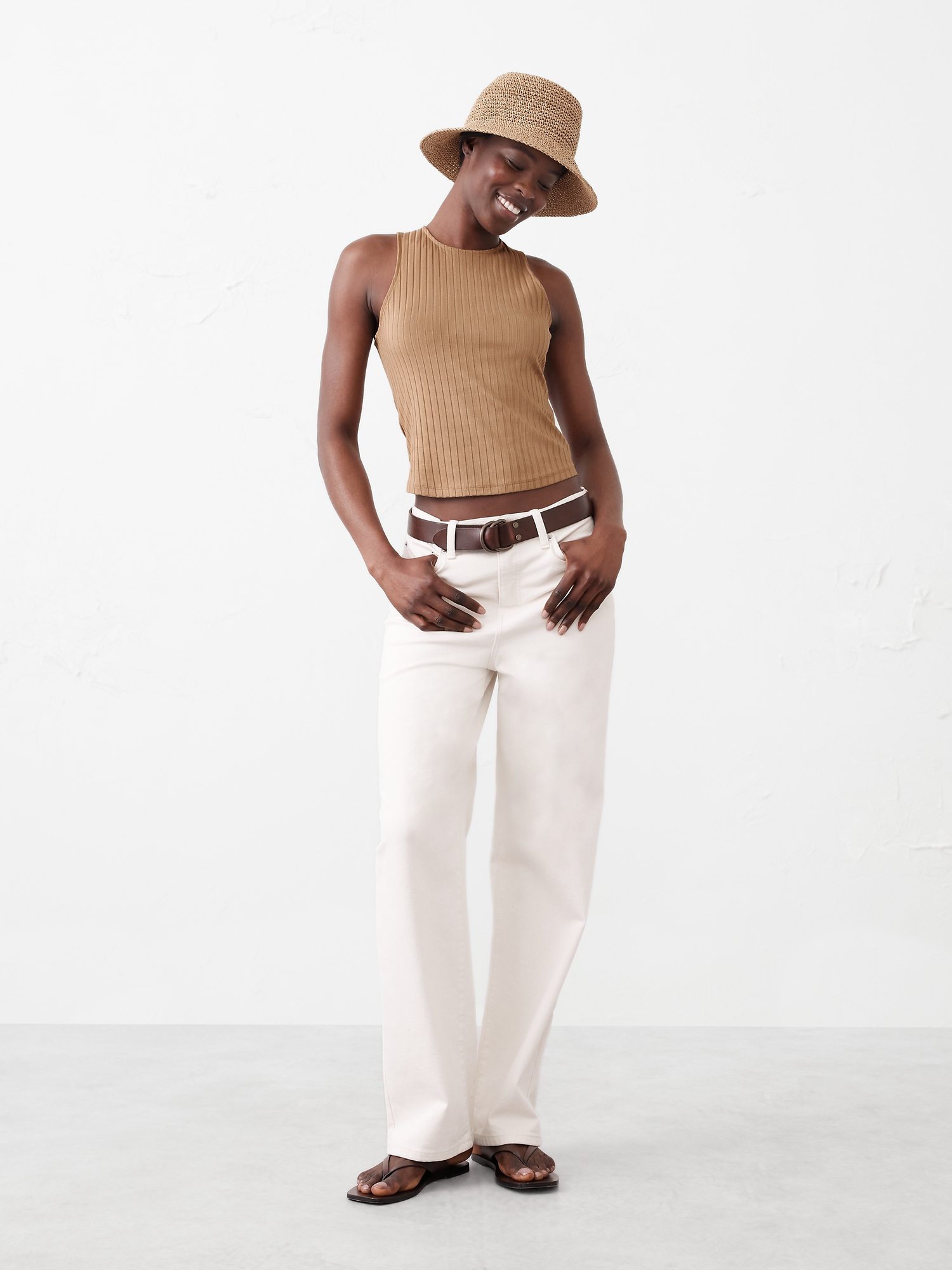 Camisole à larges côtes - Café Au Lait