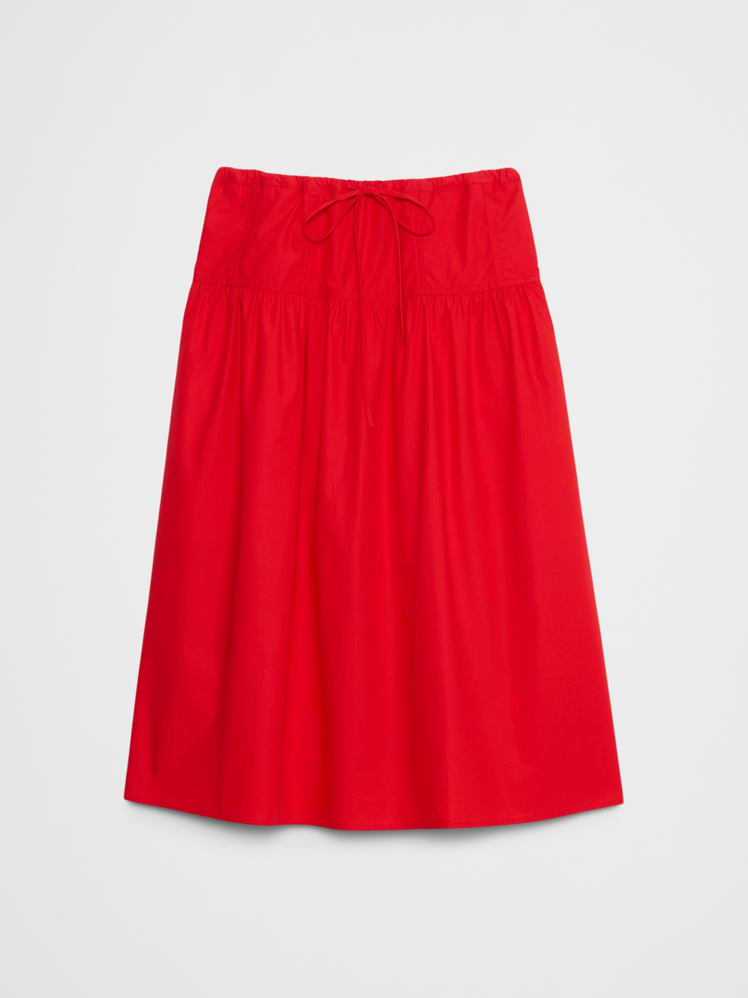 Poplin Drop-Waist Midi Skirt