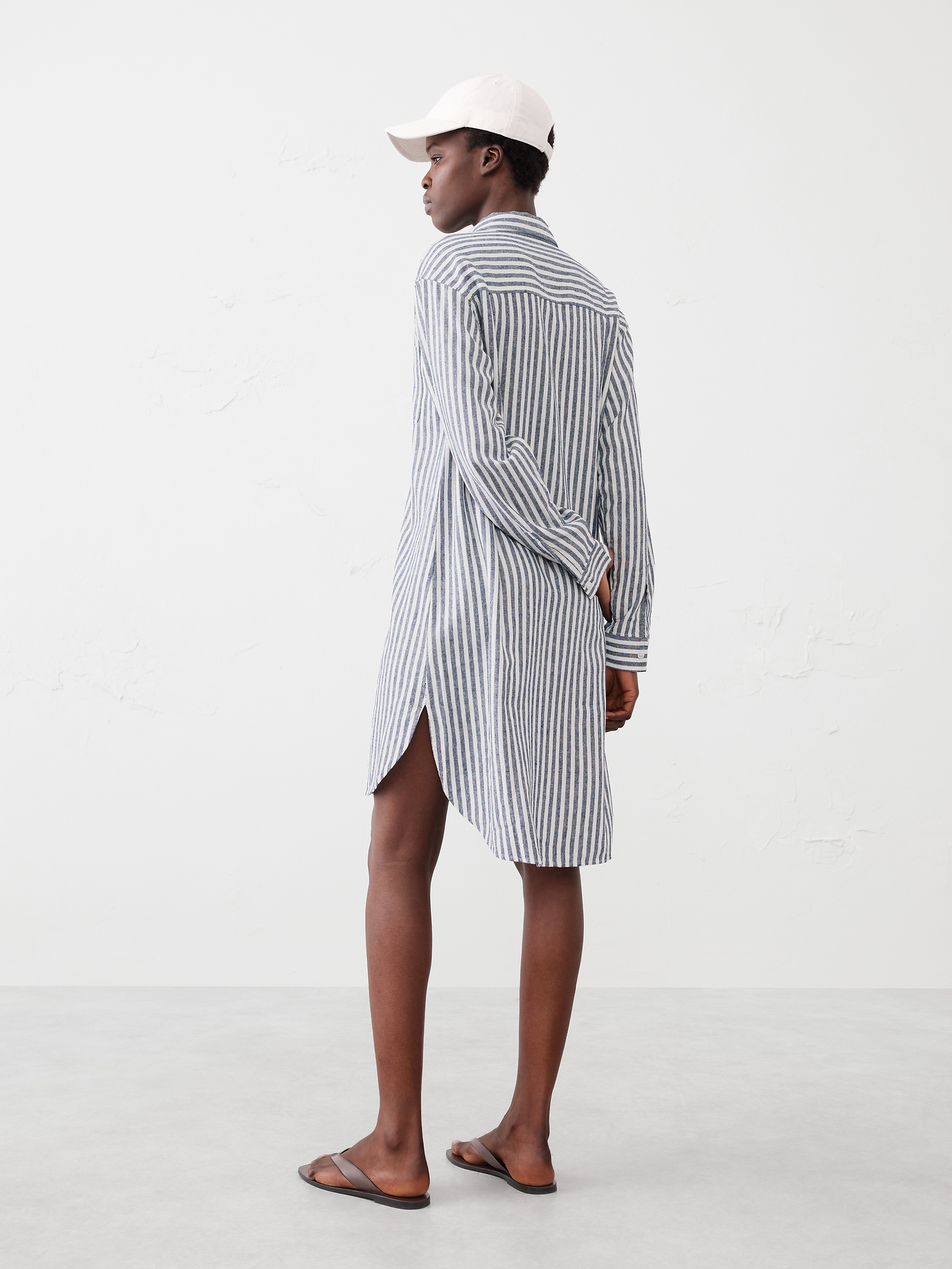 Linen-Blend Mini Shirtdress