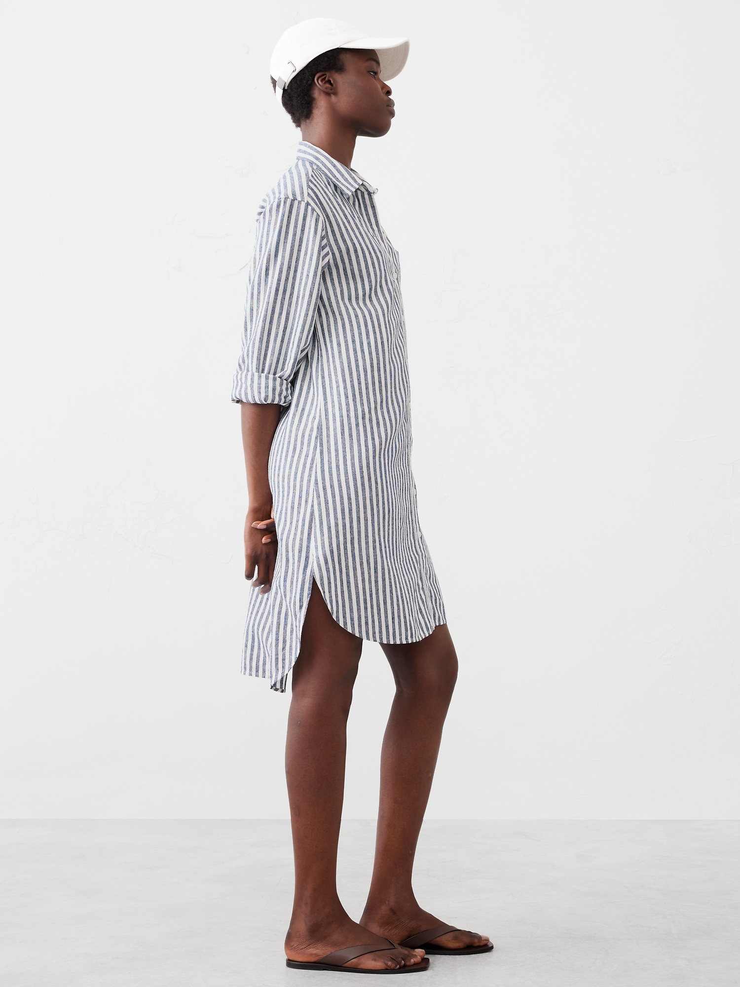 Linen-Blend Mini Shirtdress