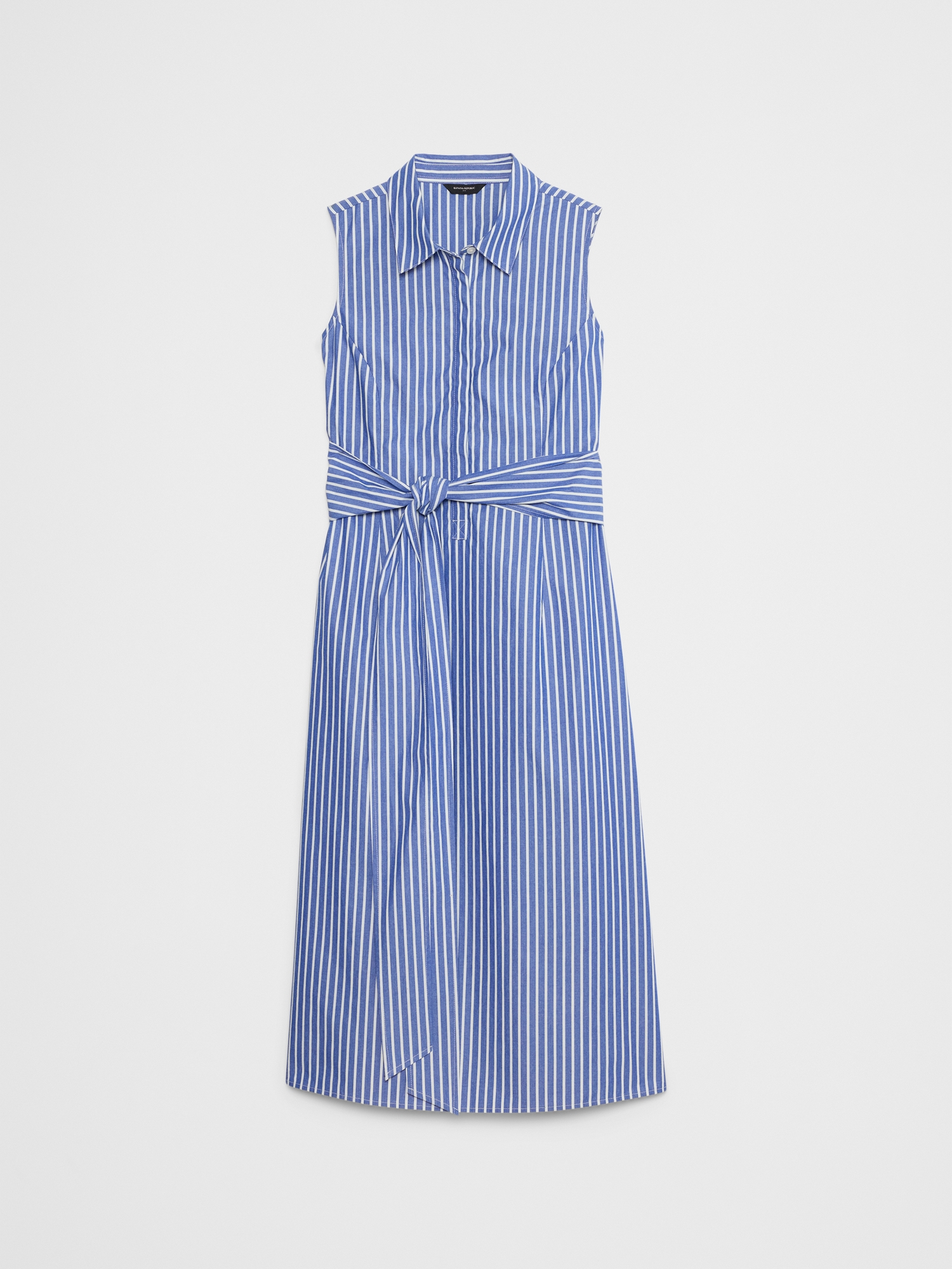 Poplin Cross-Waist Midi Dress