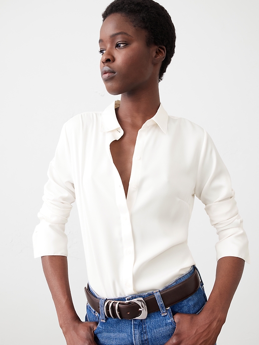 トップス CLASSIC SHIRT WHITE SILK 44 Silky Classic Shirt | Banana Republic Factory