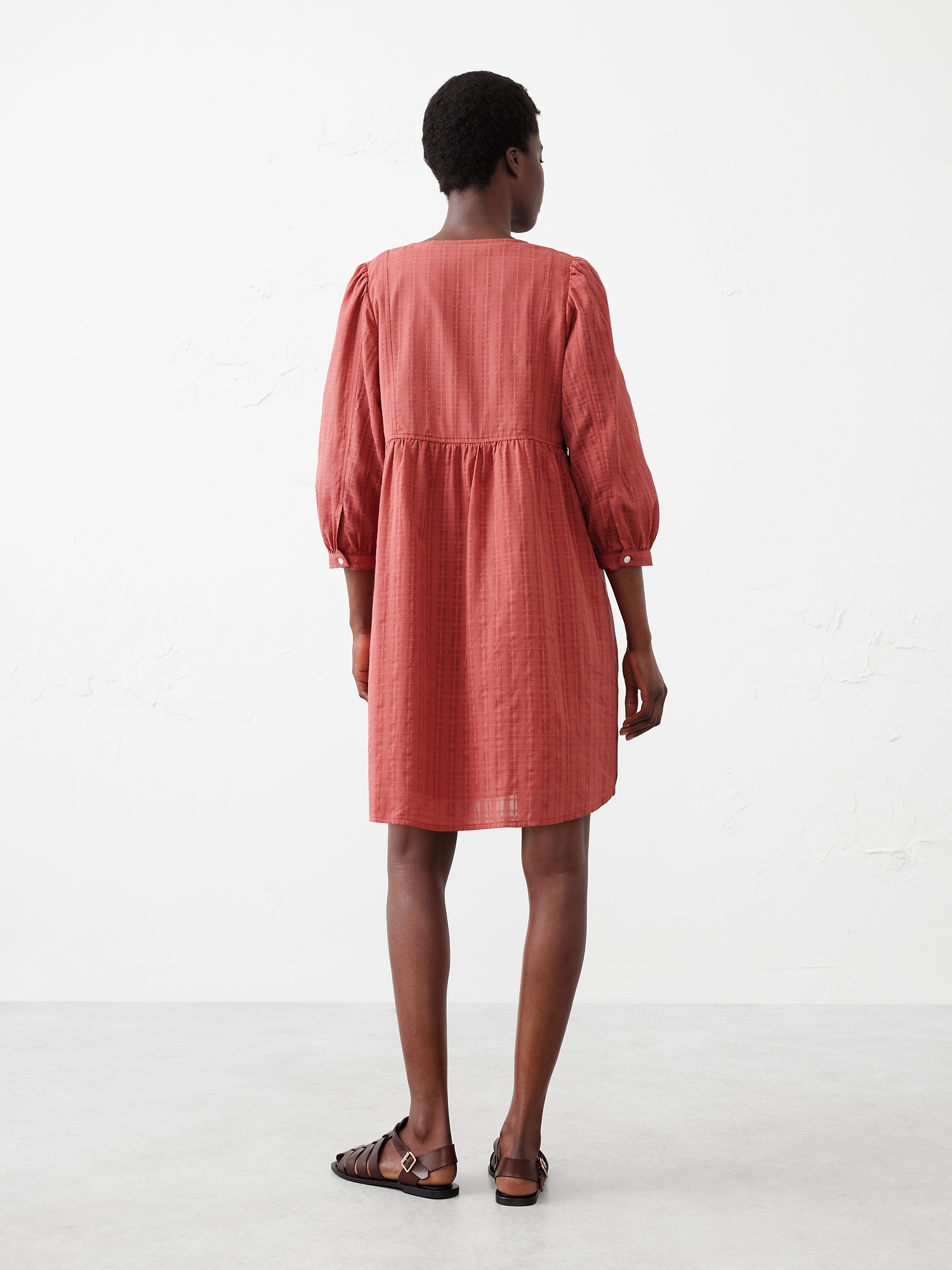 Puff-Sleeve Peplum Mini Shift