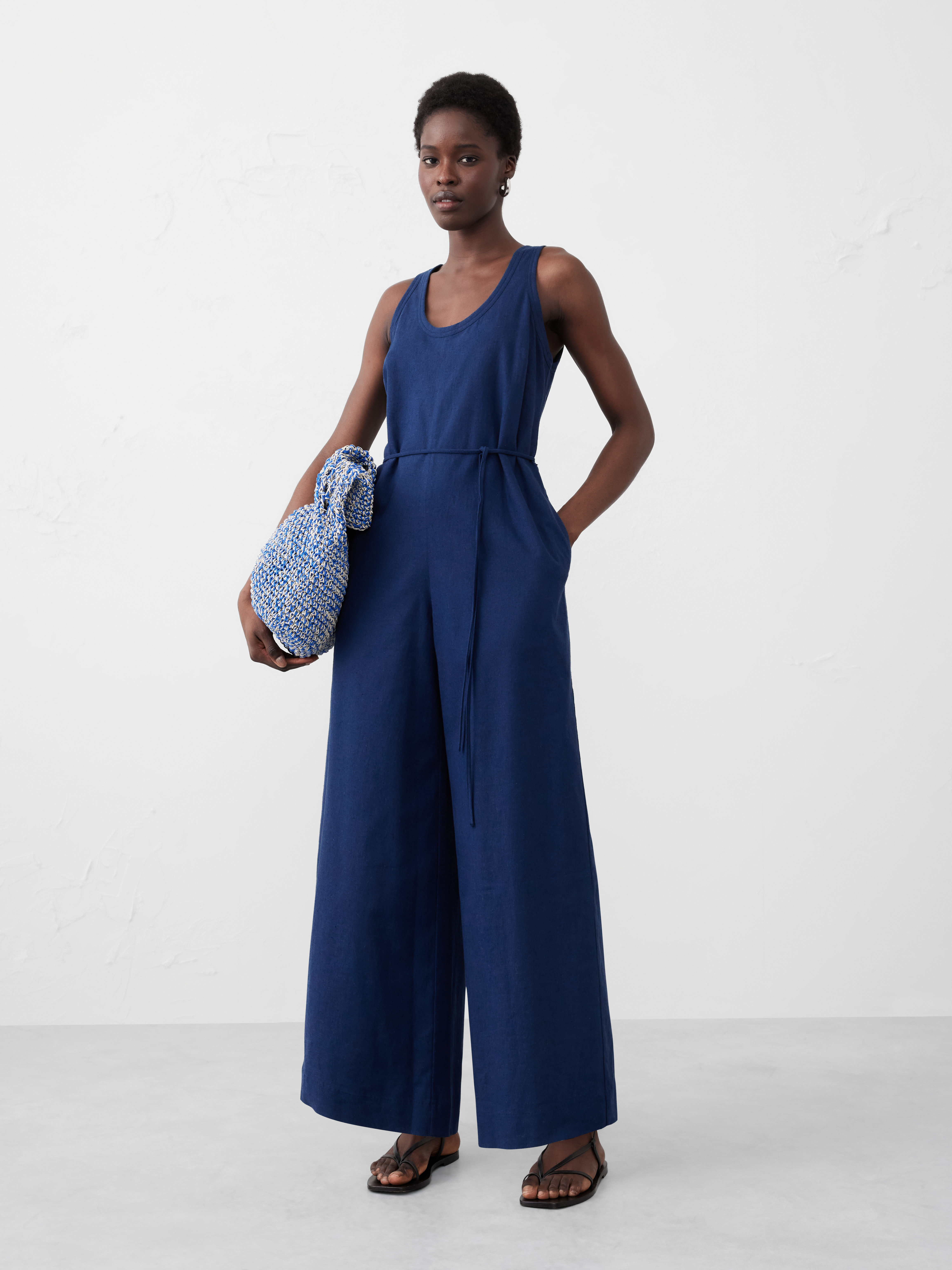 美品roughlow satin wide salopette navy cn59237818.png