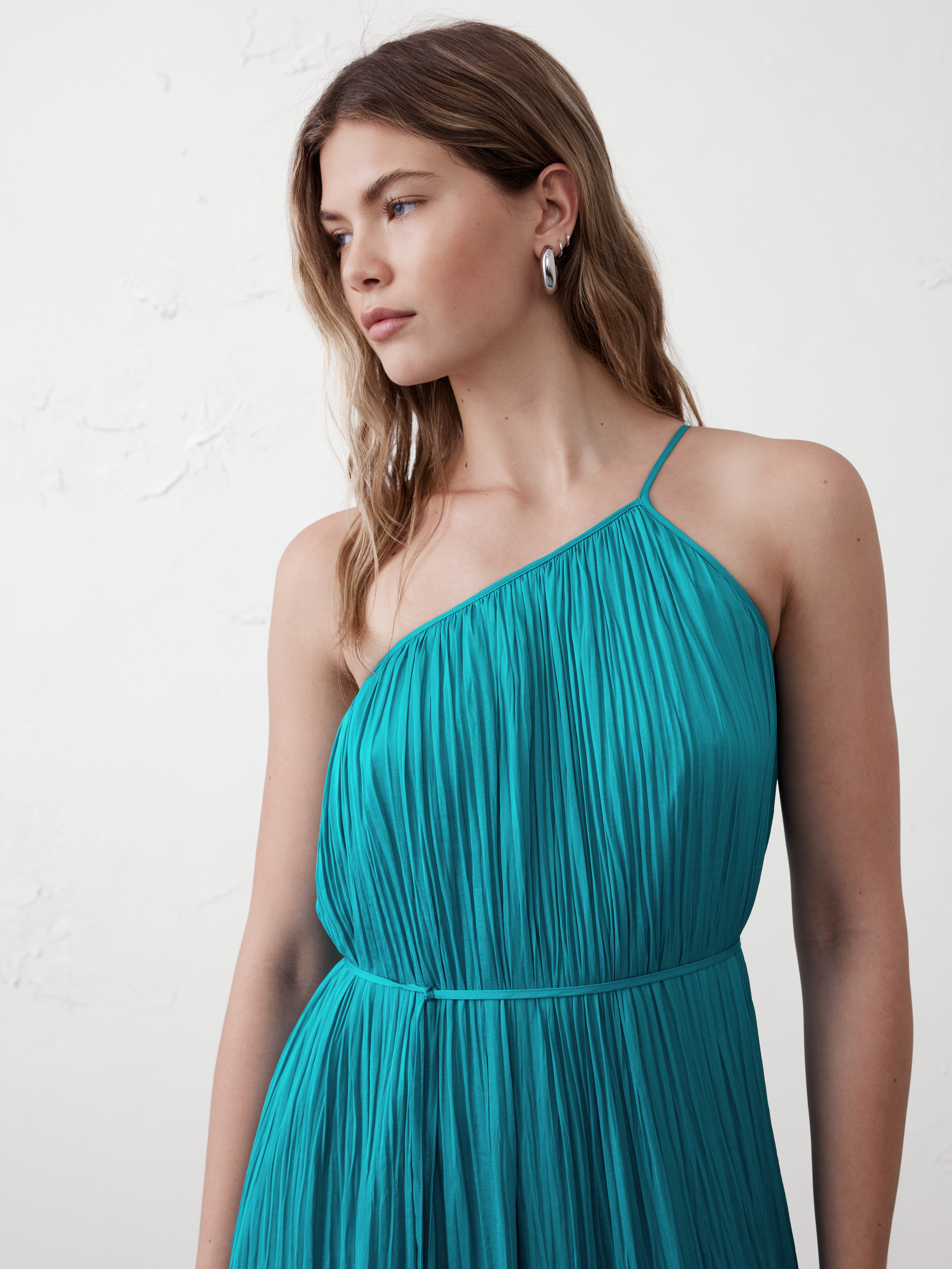 One-Shoulder Pleated Maxi Dress | Banana Republic Factory