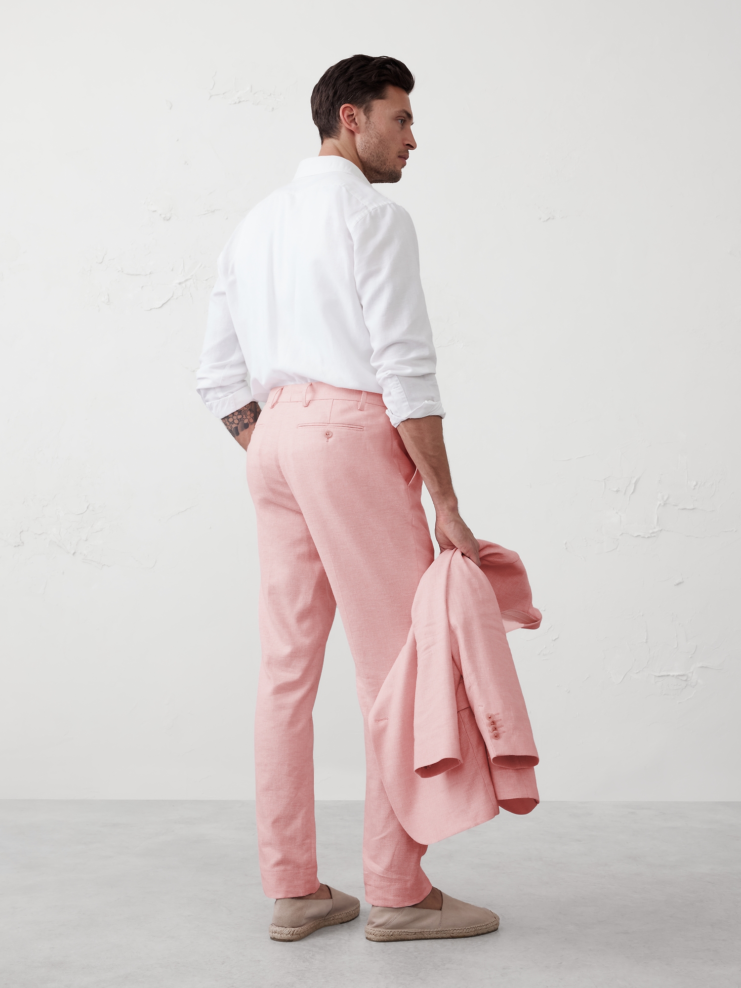 Image number 5 showing, Tailored-Fit Linen-Blend Herringbone Suit Trouser