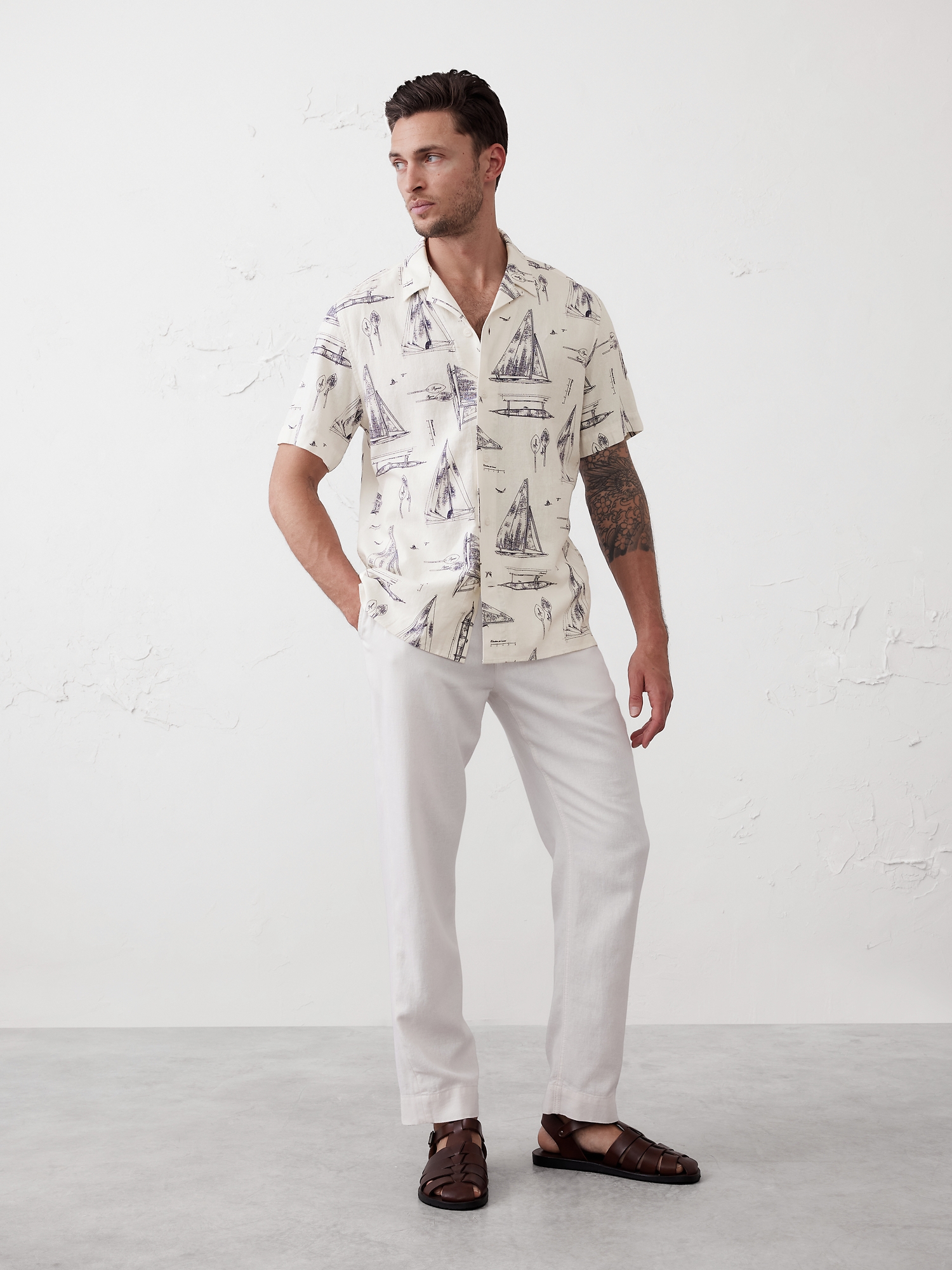 Chemise de vacances texturée coupe standard - Bleu