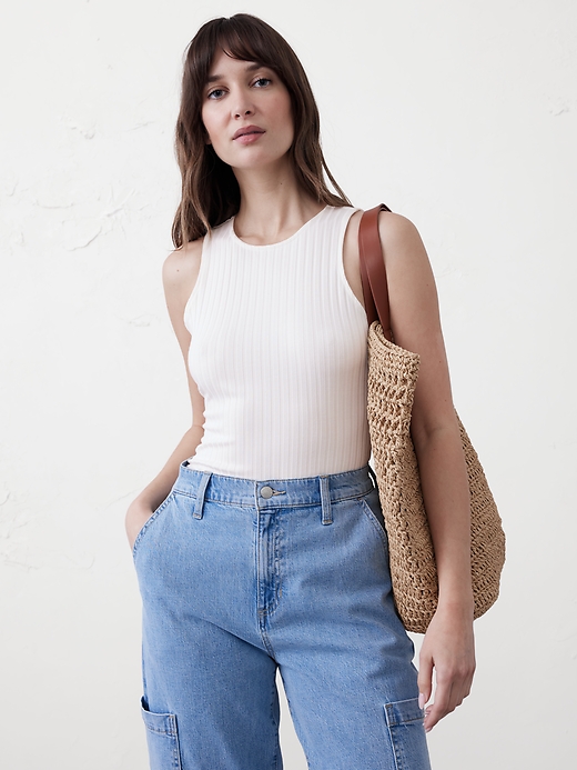Wide Ribbed Tank | Banana Republic Factory