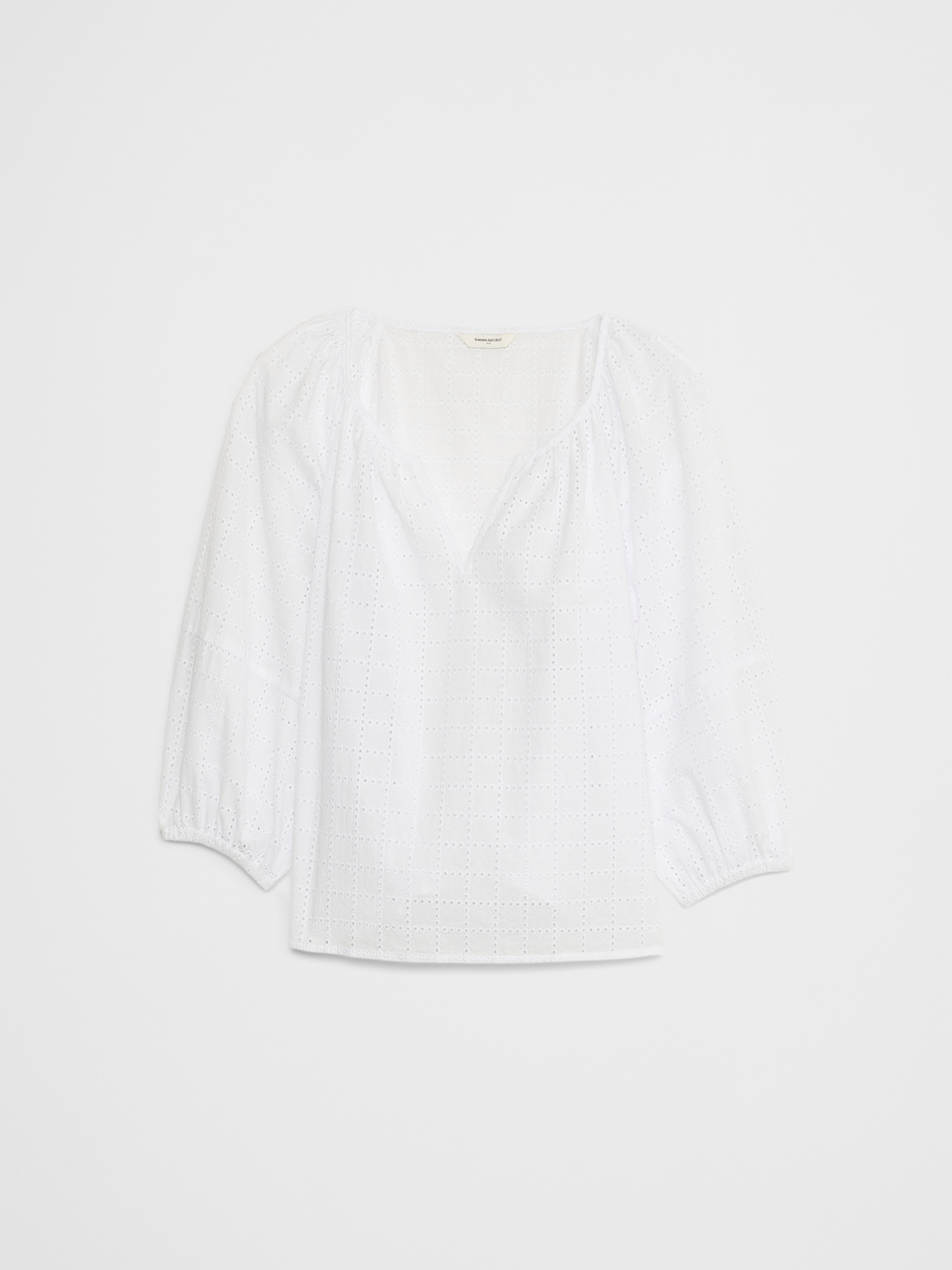 Lantern Sleeve Eyelet Top