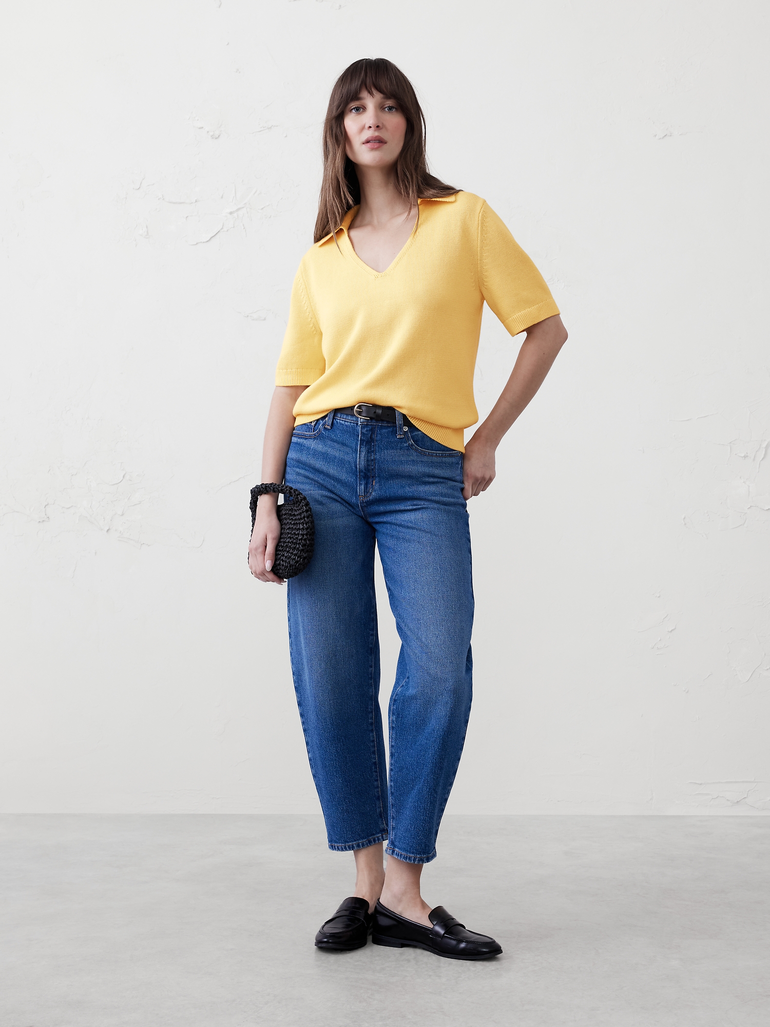 Collared Pullover Sweater - Yellow