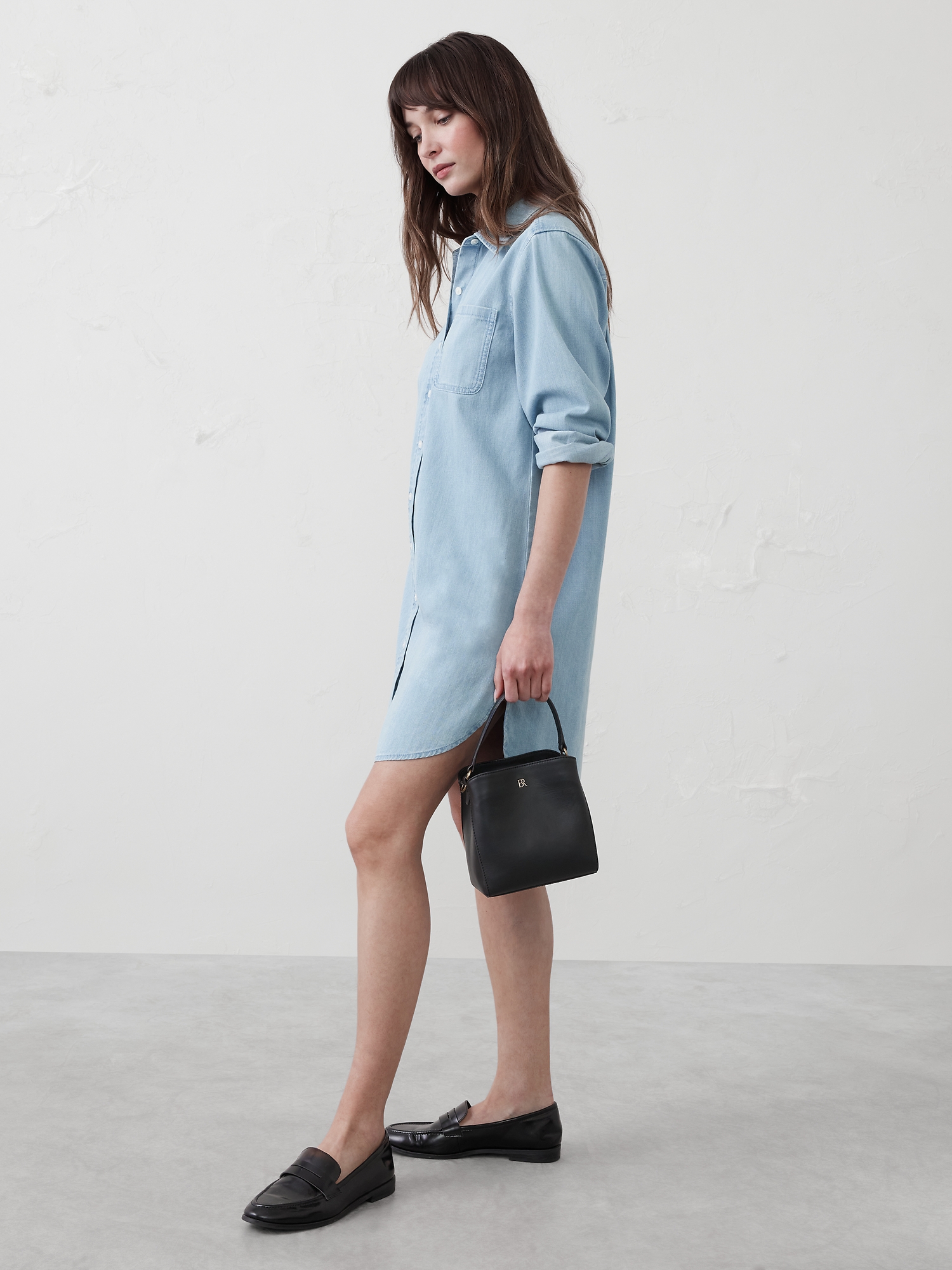 Chambray Mini Shirtdress
