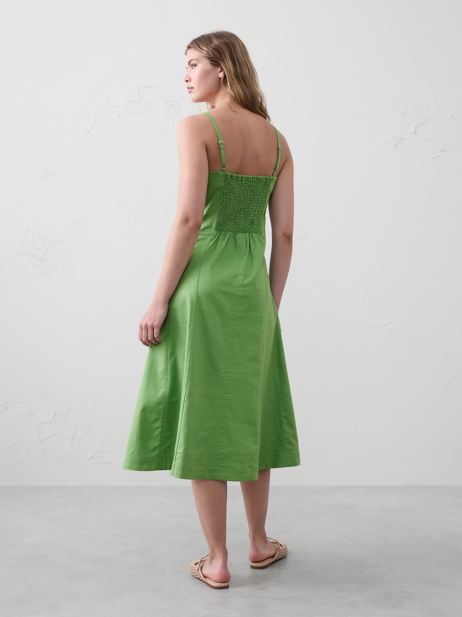 Denim Seamed Midi Dress