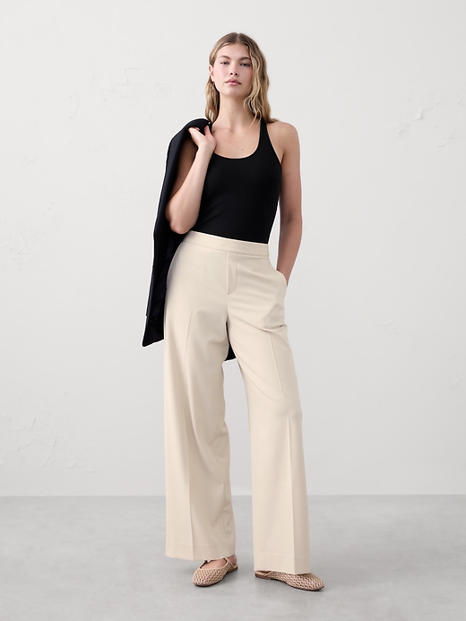 【BAON】[unisex] Richin banding brushed cut wide pants Silky knit wide-leg pants, by Joseph Ribkoff #244093