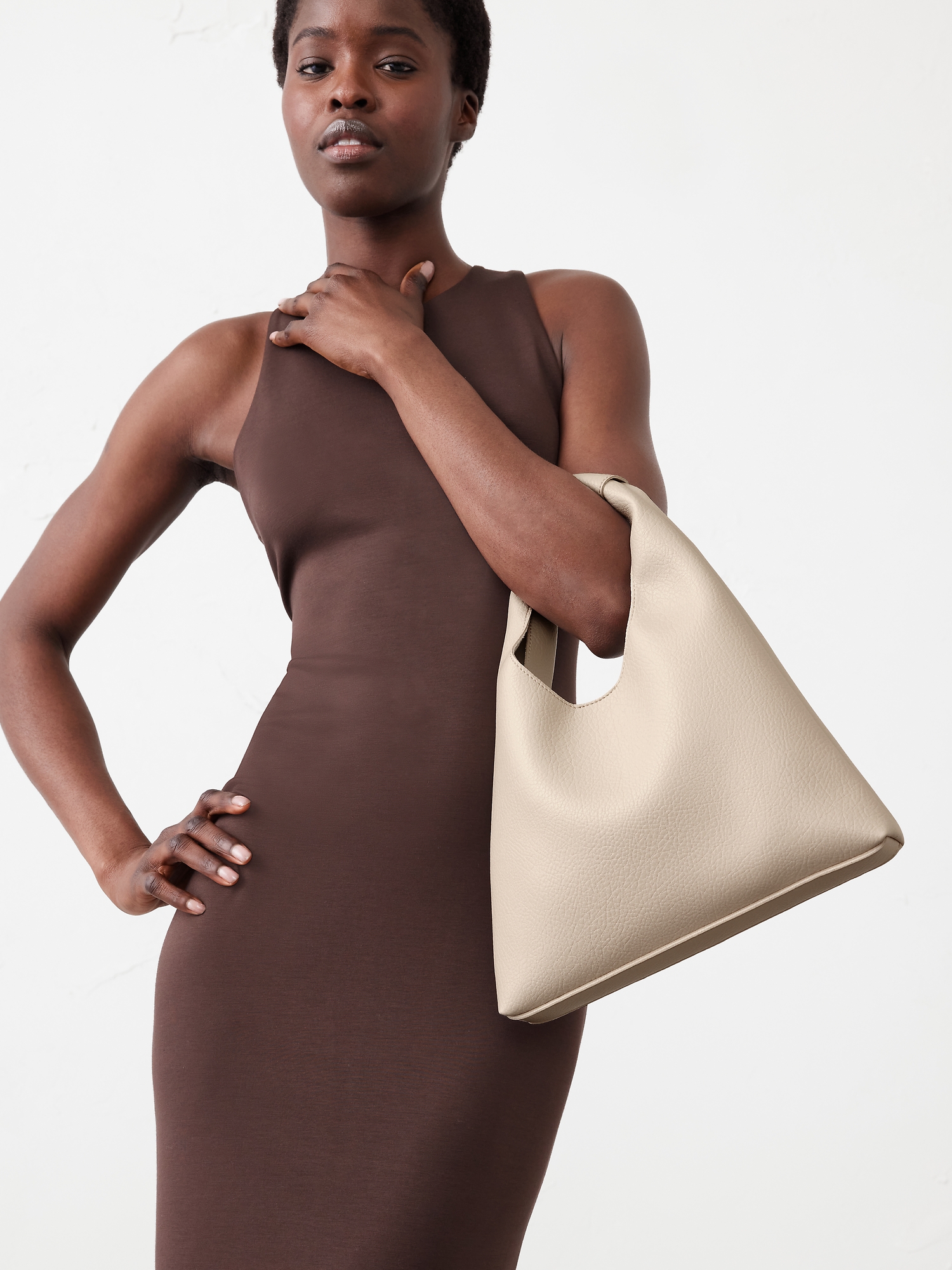 Vegan Leather Mini Slouchy Tote