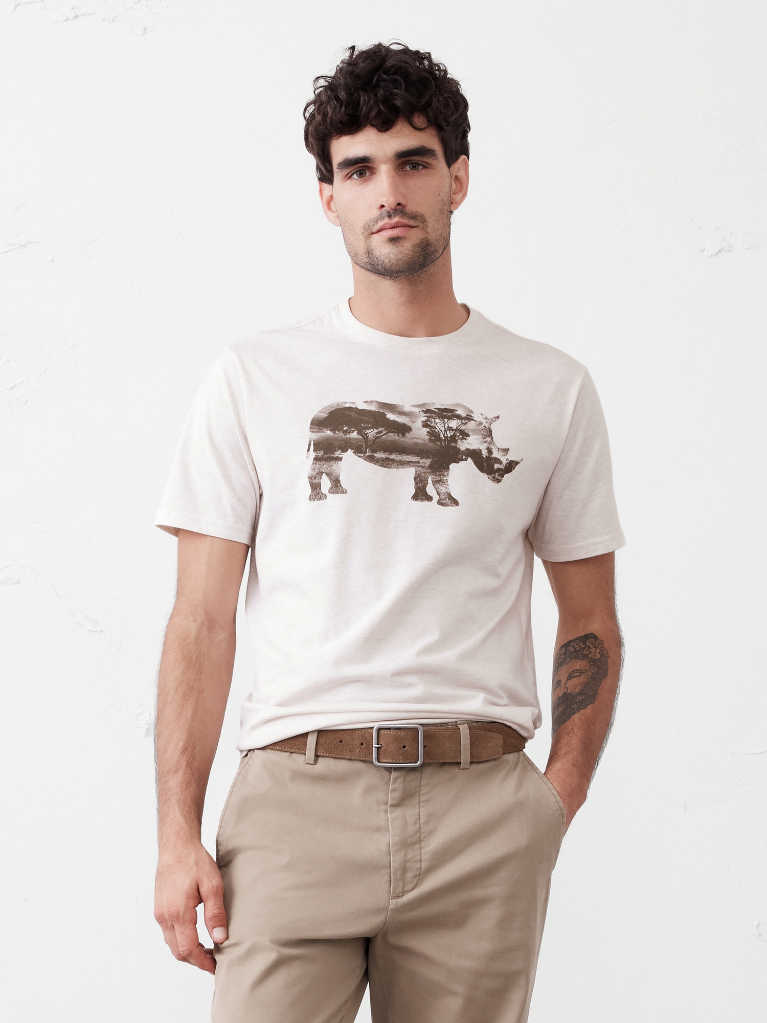 T-shirt imprimé - Blanc Cassé Chiné