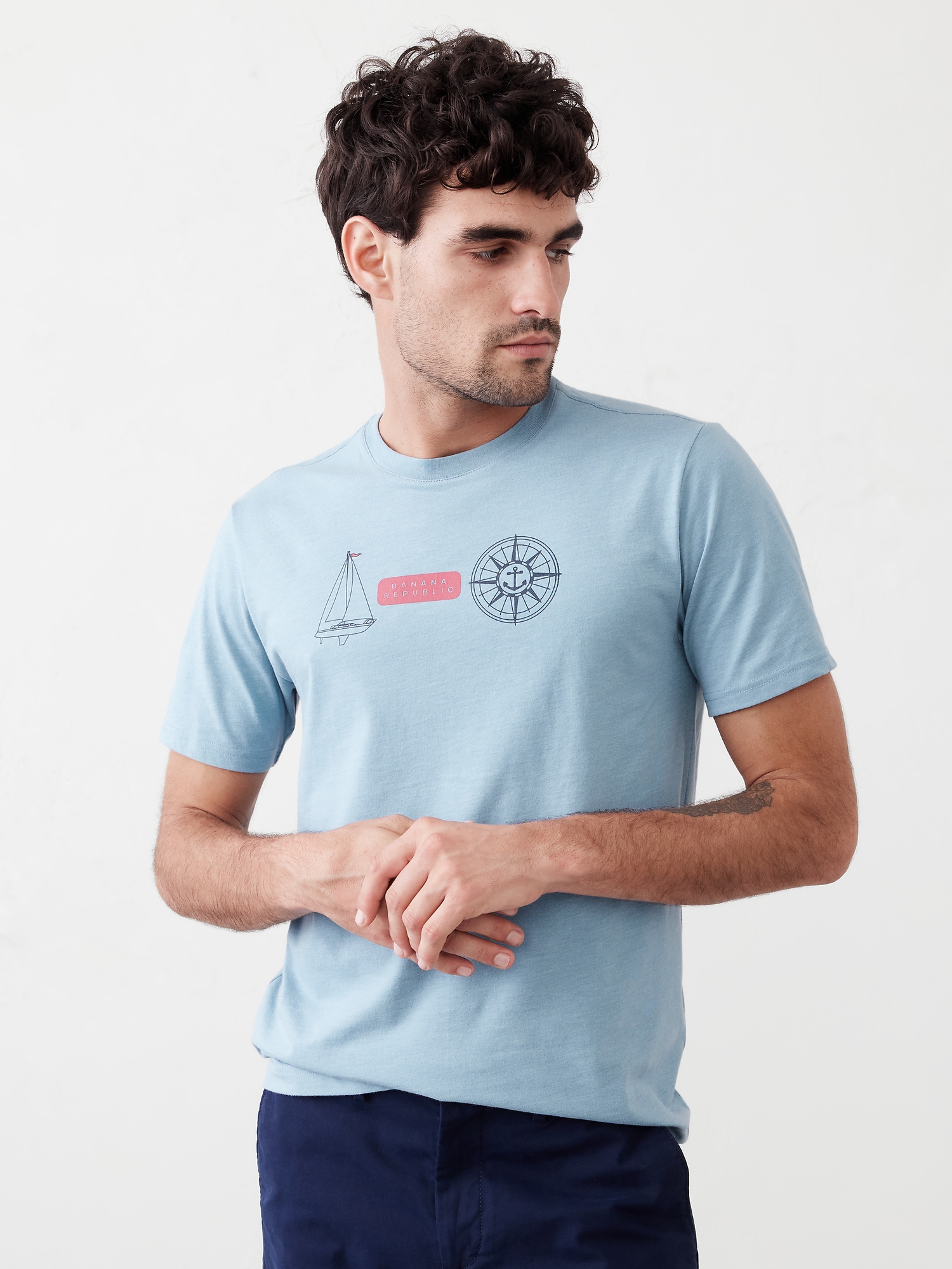 T-shirt imprimé - Bleu Brume Du Matin