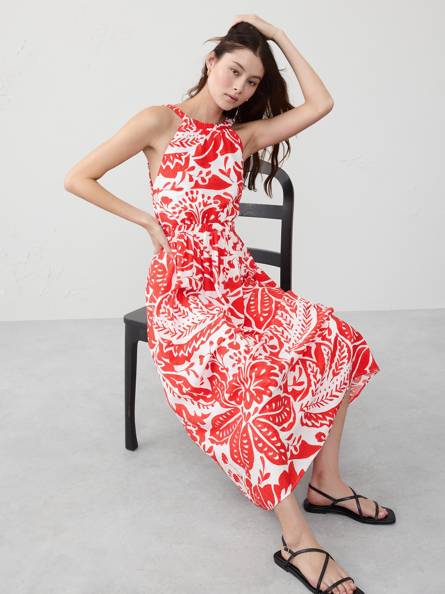 Halter-Neck Midi Dress