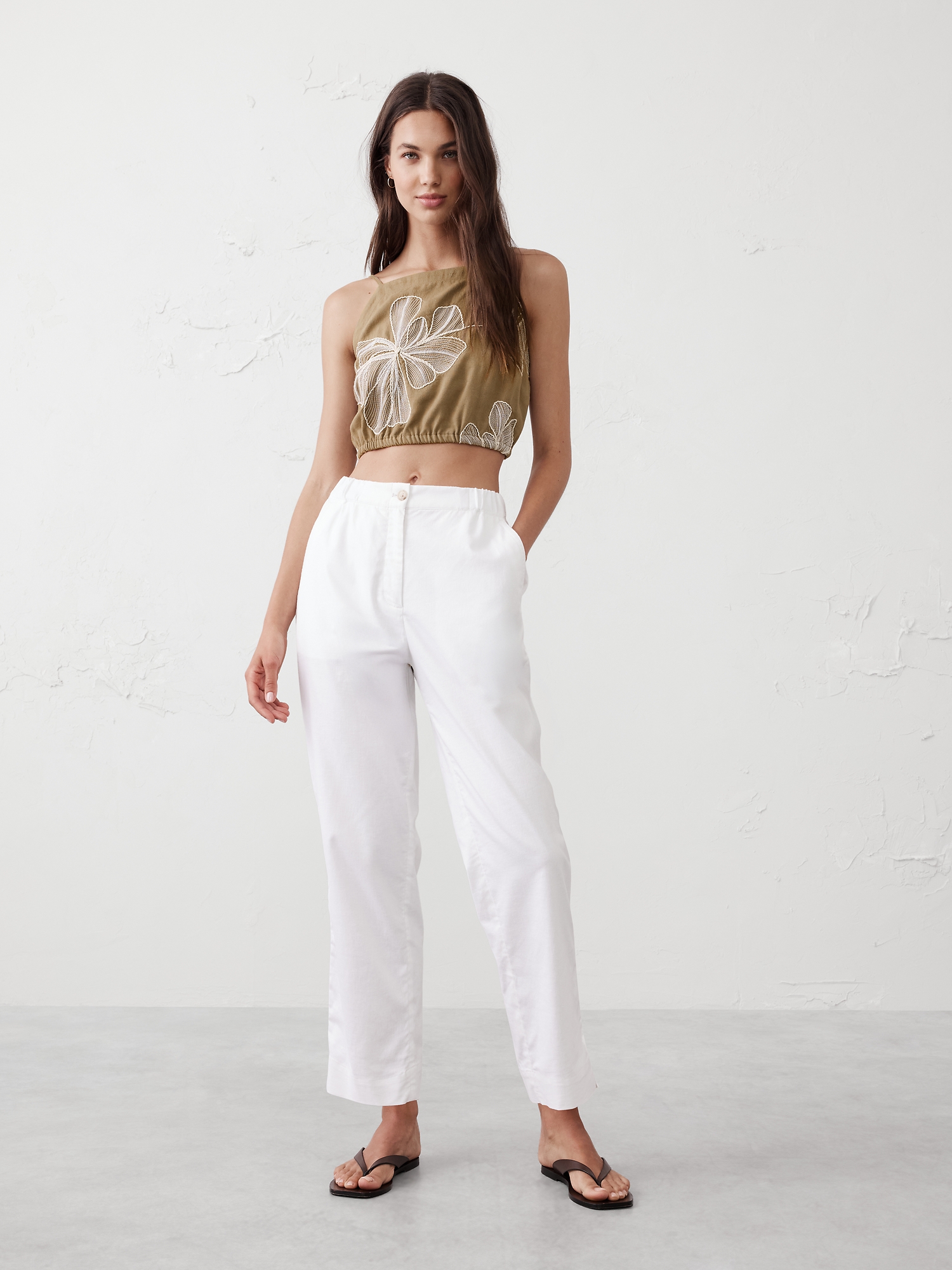 Embroidered Bubble-Hem Top