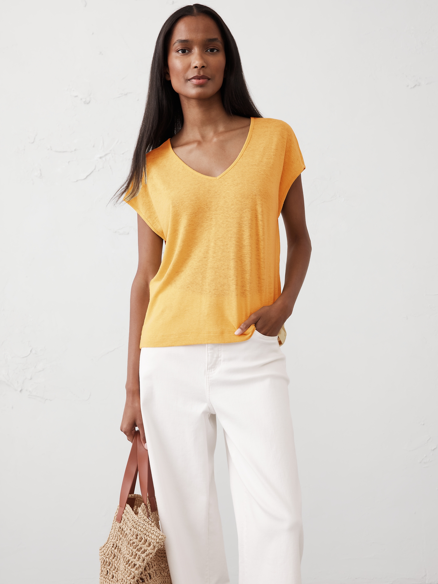 Linen-Blend Top - Gold
