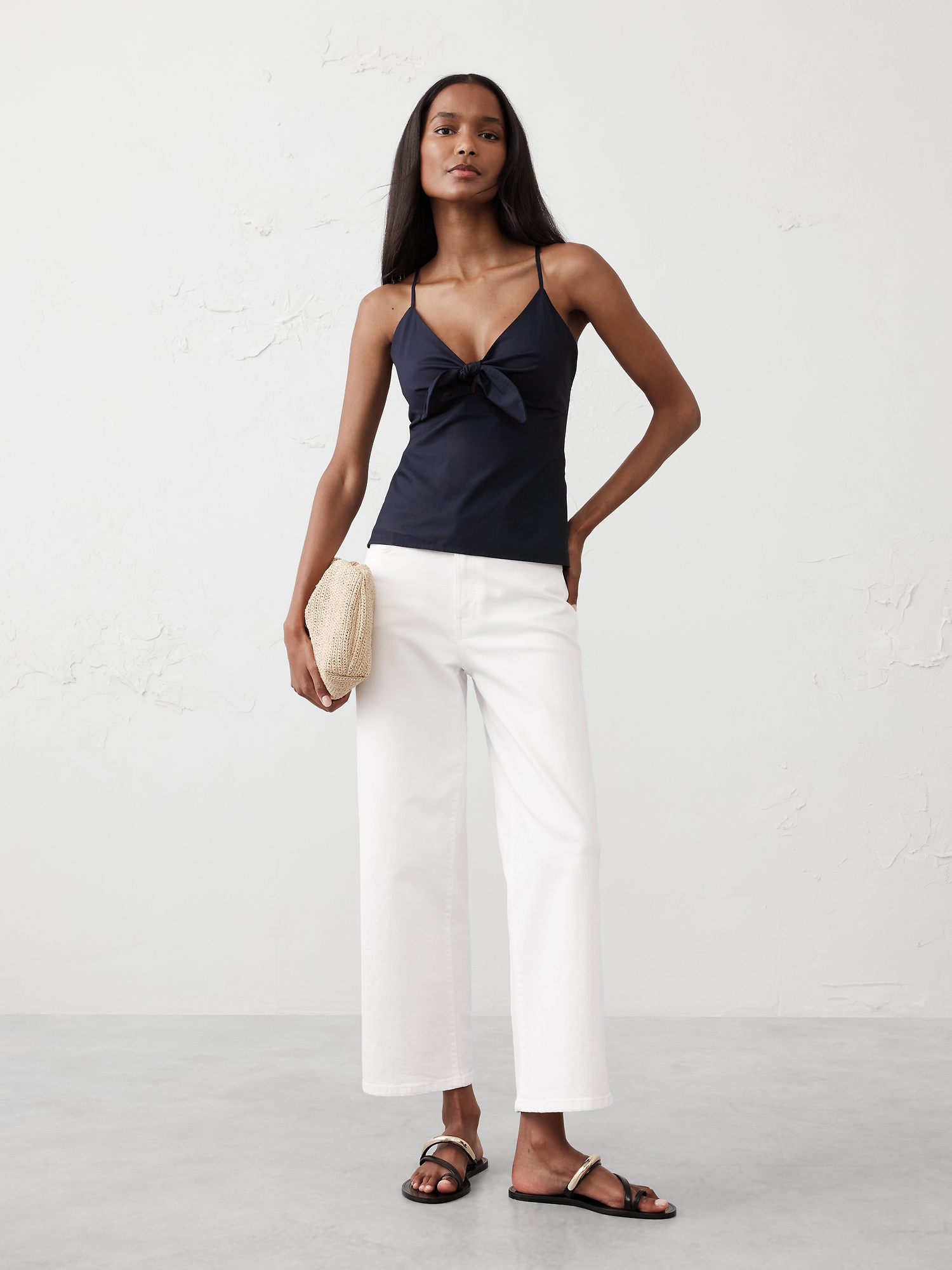 Tie-Front Poplin Top