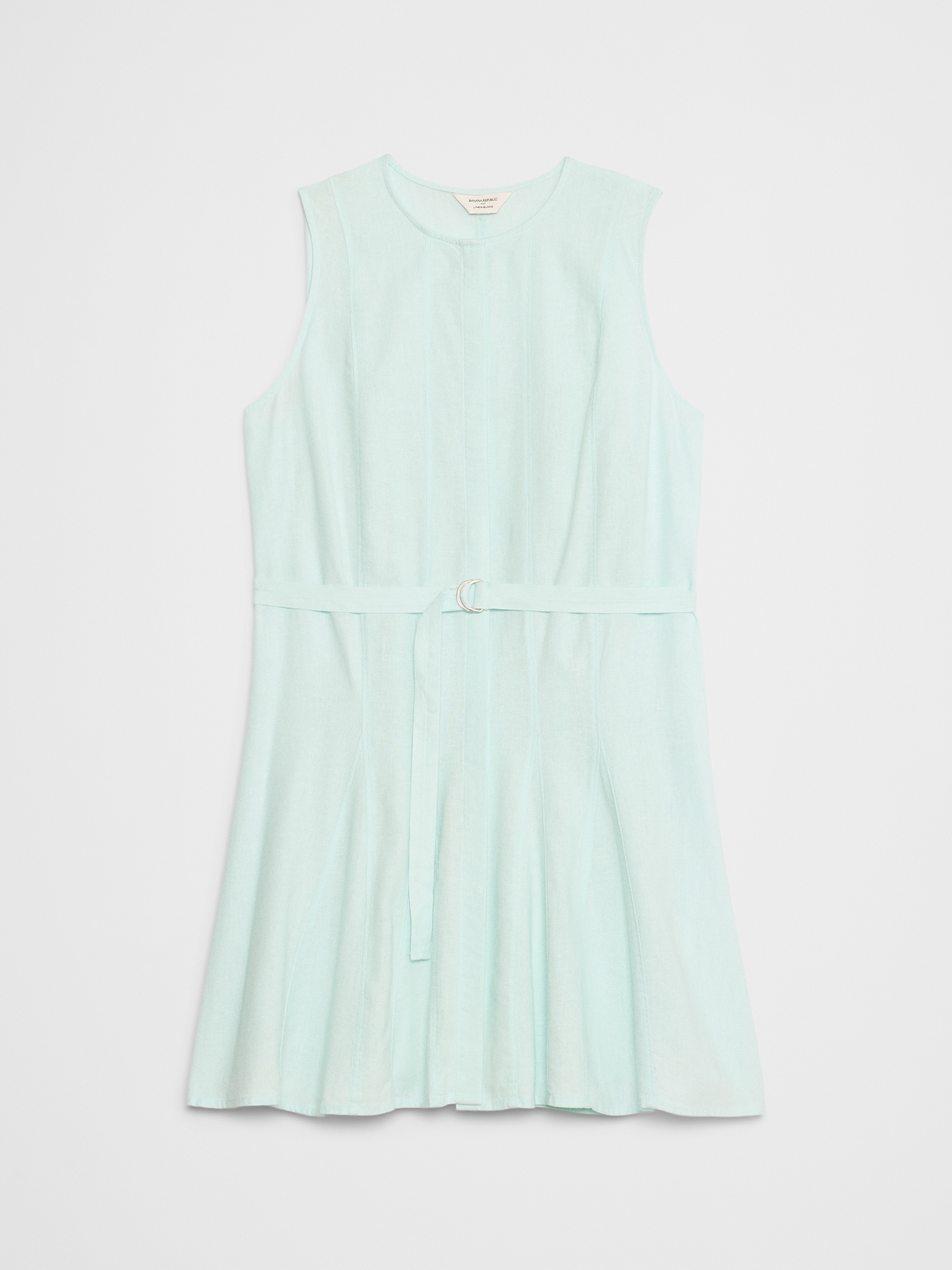 Linen-Blend Godet Mini Dress