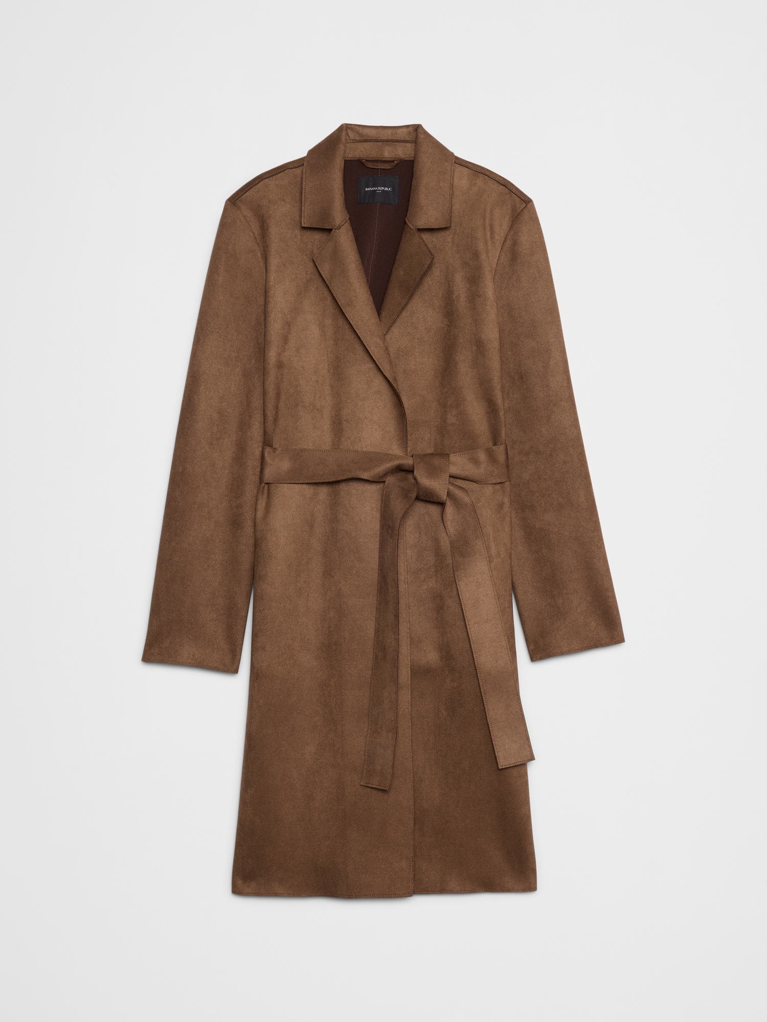 L'image numéro 4 présente Manteau portefeuille long en suède végane