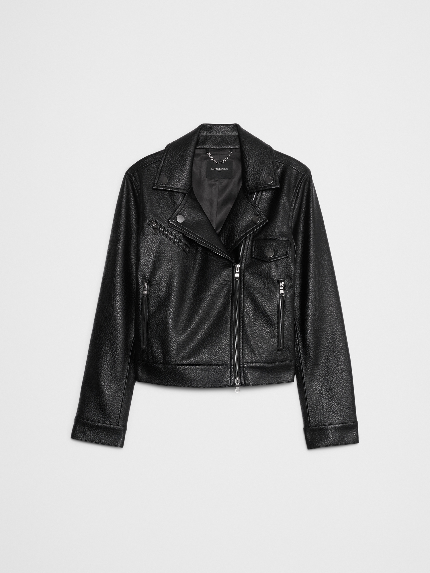 Image number 4 showing, VEGAN LEATHER CROPPED MOTO JACKET