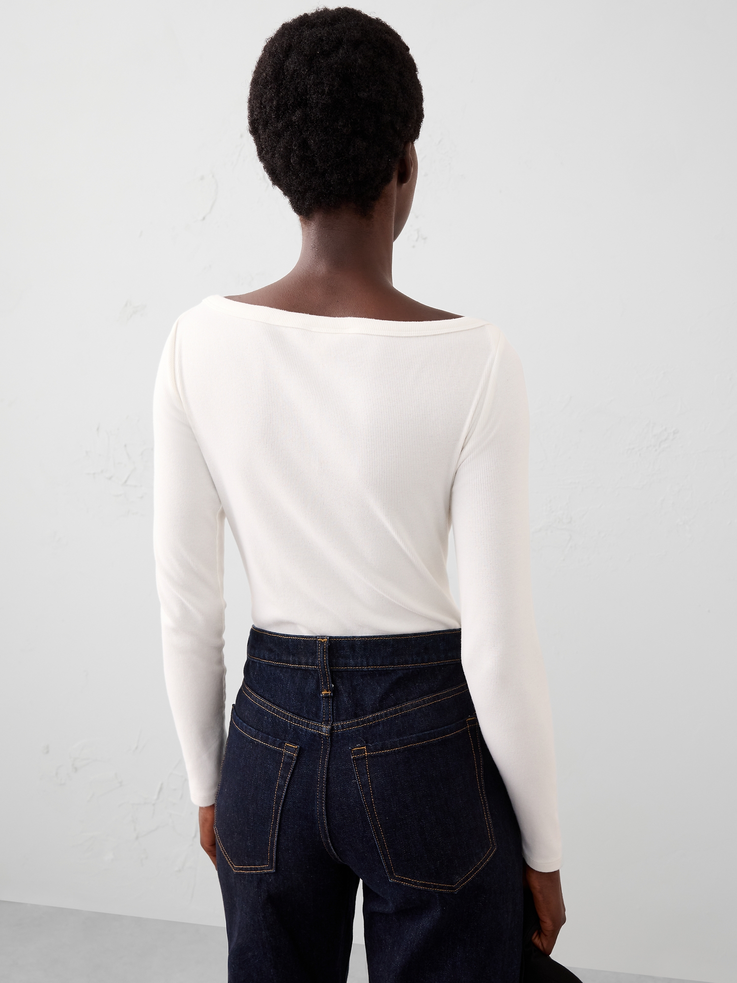 Ribbed Boat-Neck Top