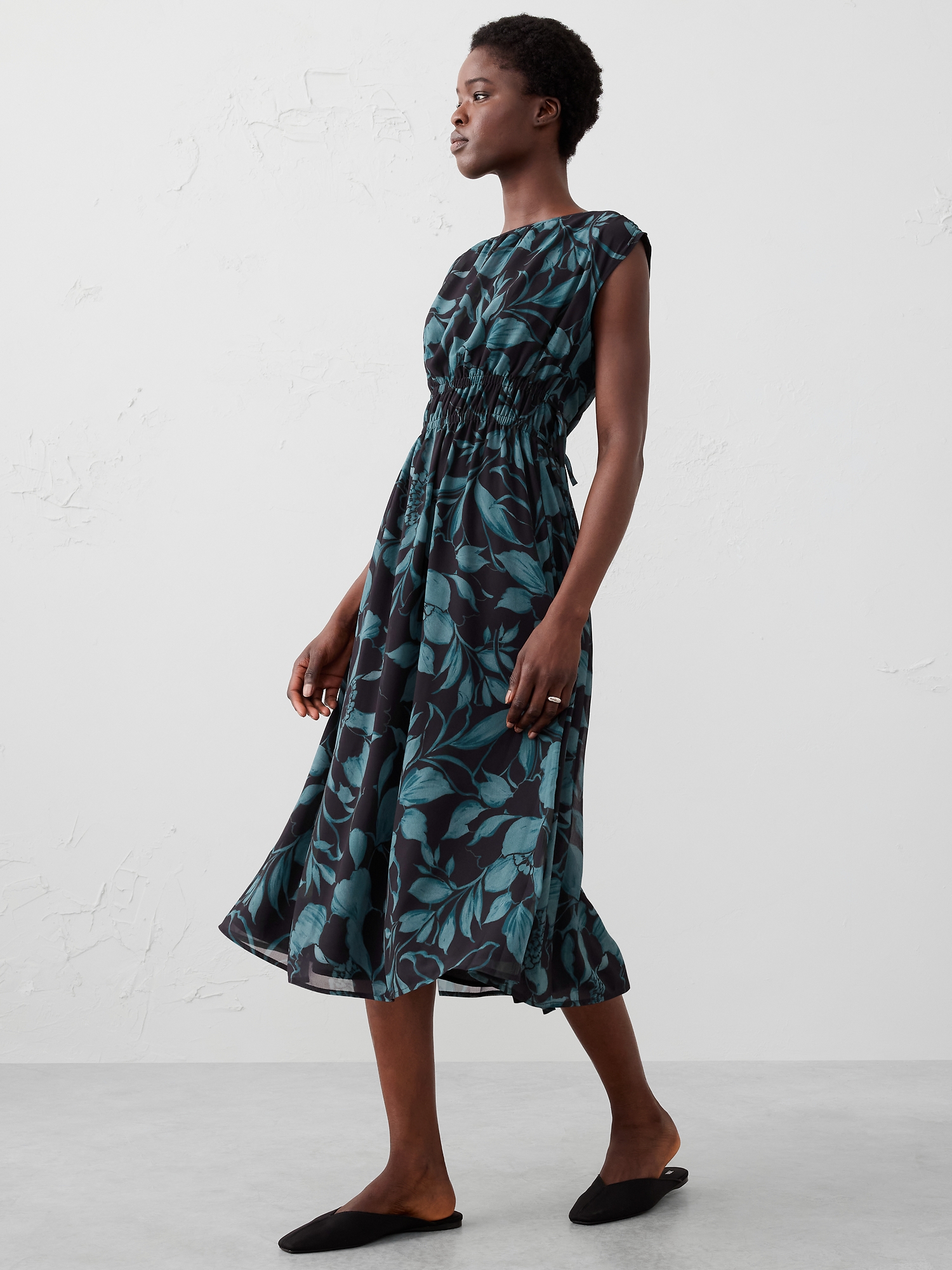 Robe mi-longue nouée sur le côté - Multi