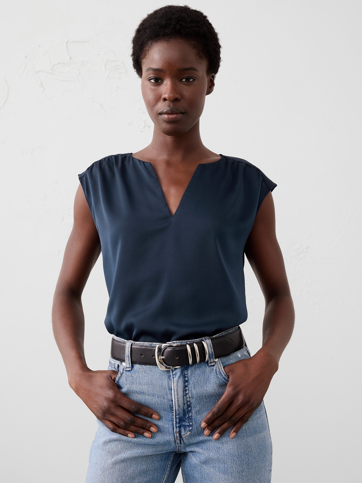 Cap-Sleeve Blouse