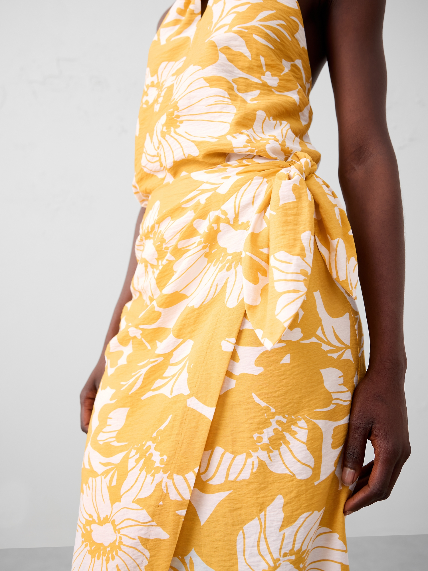 Faux-Wrap Midi Skirt