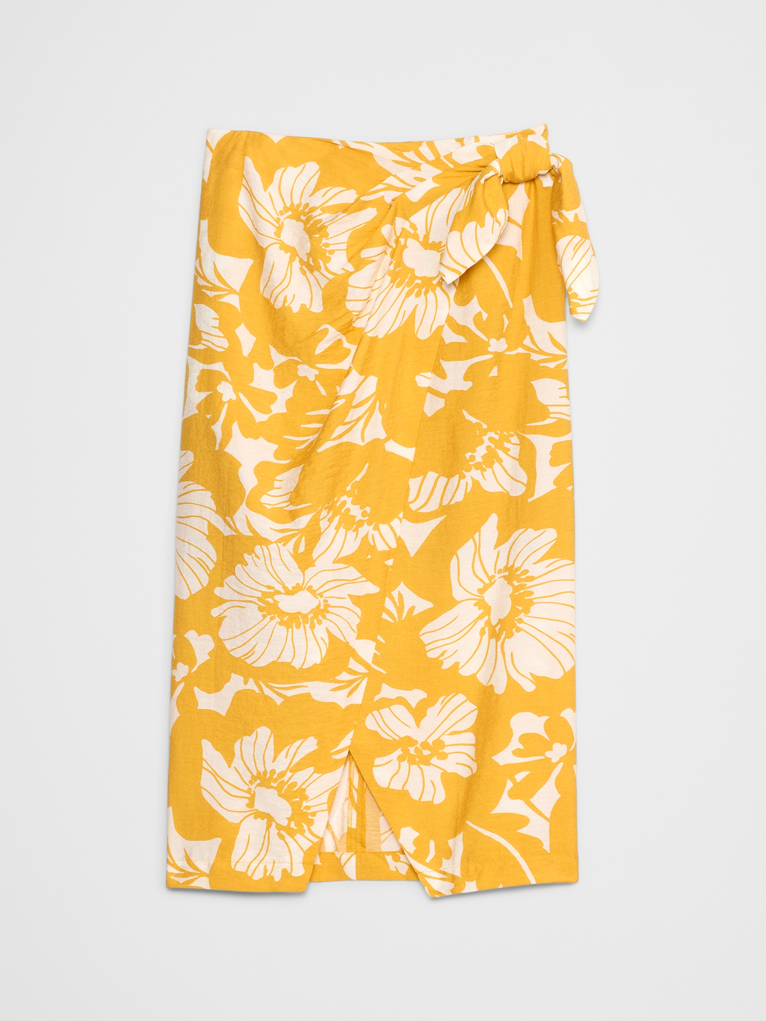 Faux-Wrap Midi Skirt