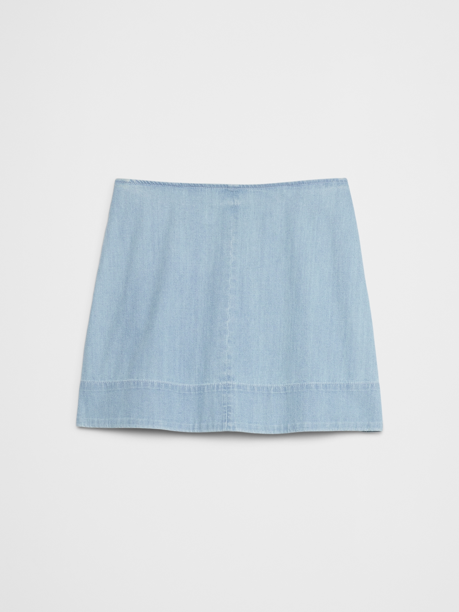Denim Topstitched Mini Skirt