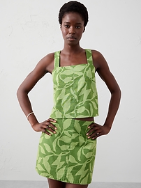Linen-Blend Boxy Topstitch Tank | Banana Republic Factory