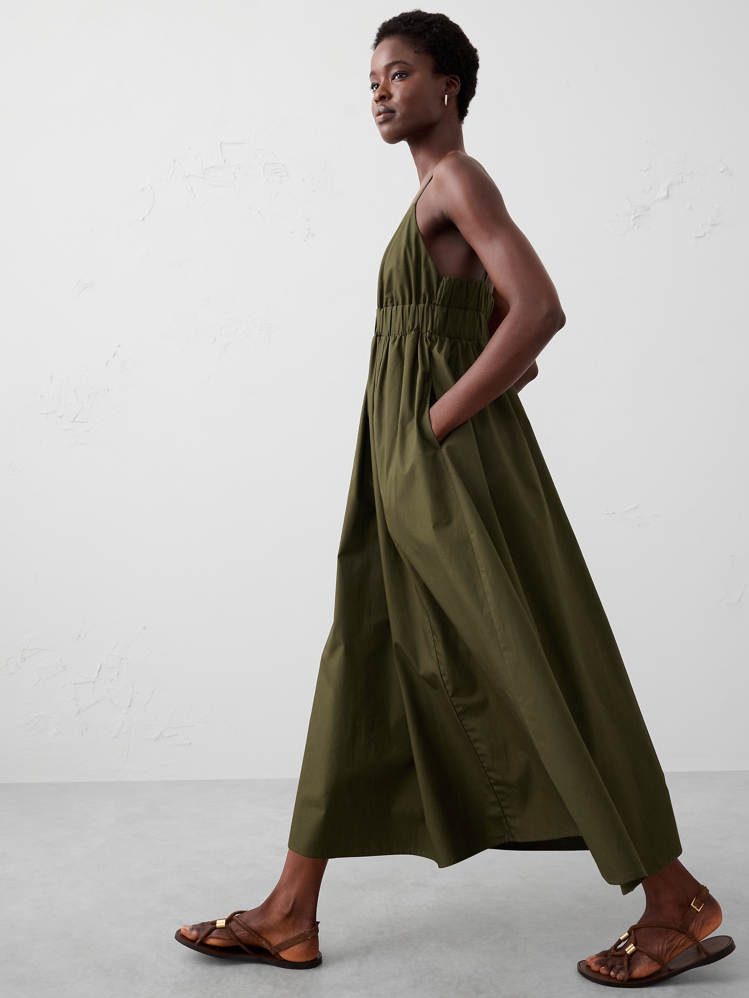 Strappy Empire-Waist Midi Dress