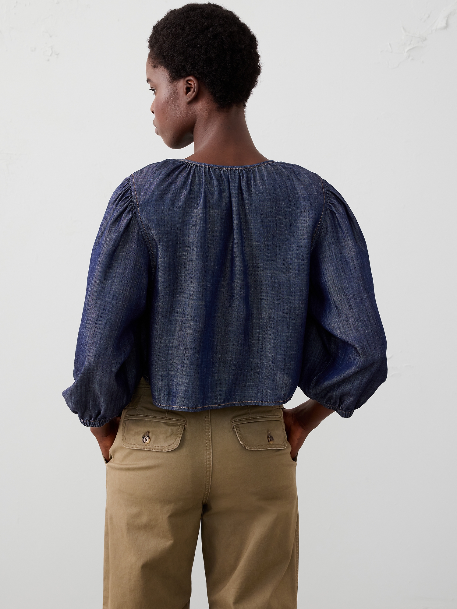 Denim Open Tie-Front Top